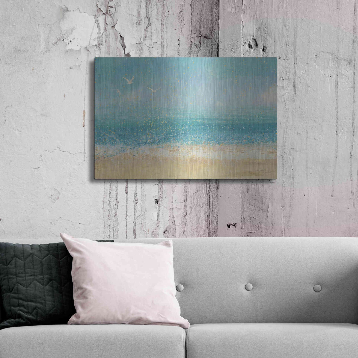 Luxe Metal Art 'Splatter Beach I' by James Wiens, Metal Wall Art,36x24