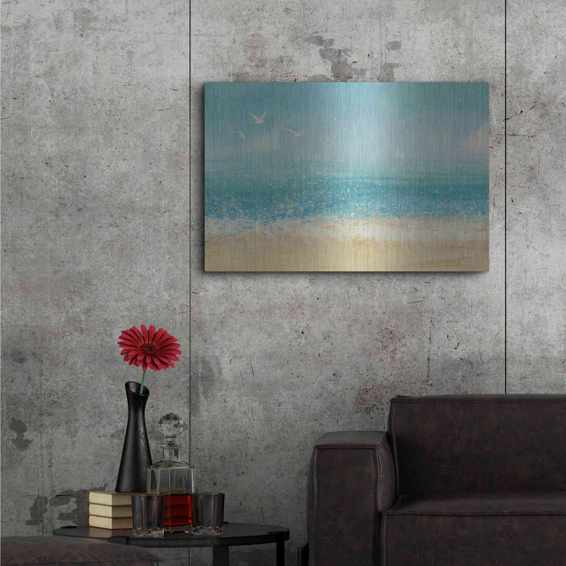 Luxe Metal Art 'Splatter Beach I' by James Wiens, Metal Wall Art,36x24