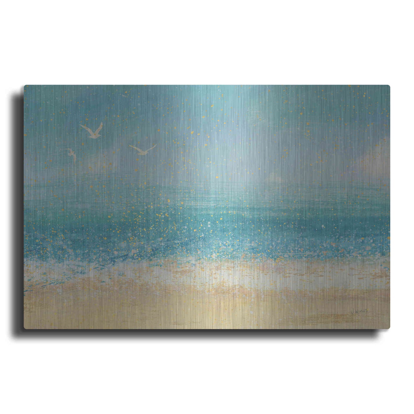 Luxe Metal Art 'Splatter Beach I' by James Wiens, Metal Wall Art