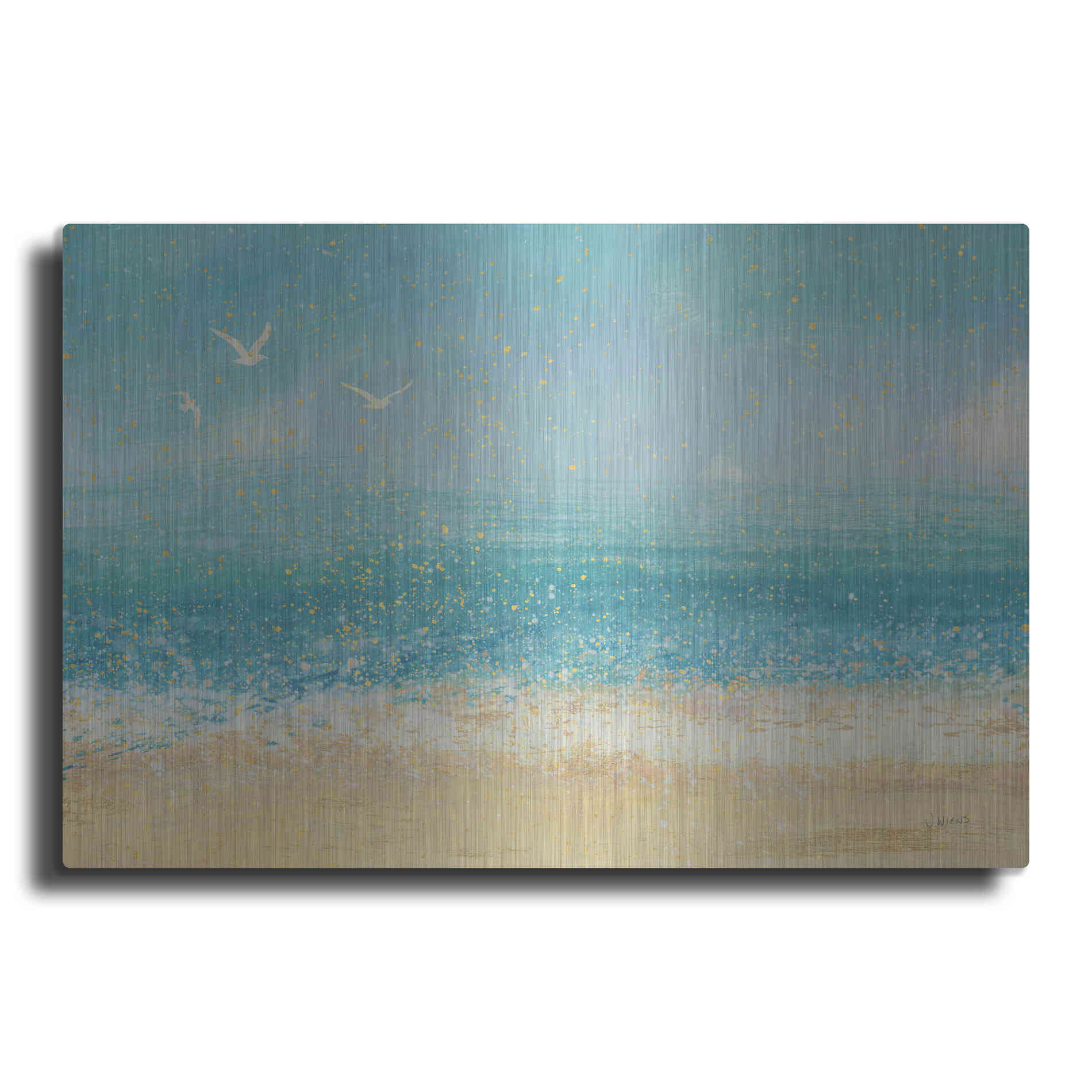 Luxe Metal Art 'Splatter Beach I' by James Wiens, Metal Wall Art