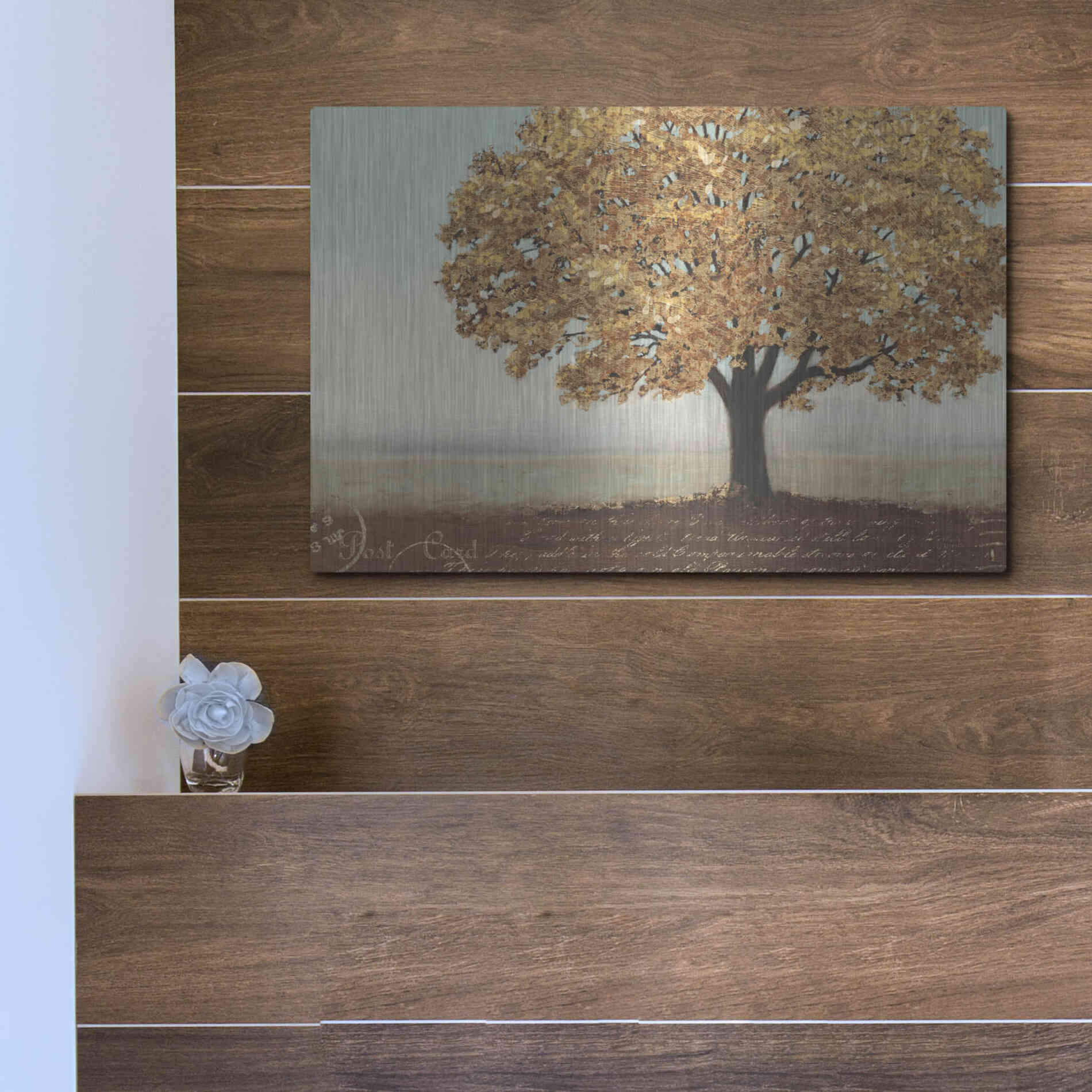 Luxe Metal Art 'Gold Reflections I' by James Wiens, Metal Wall Art,16x12