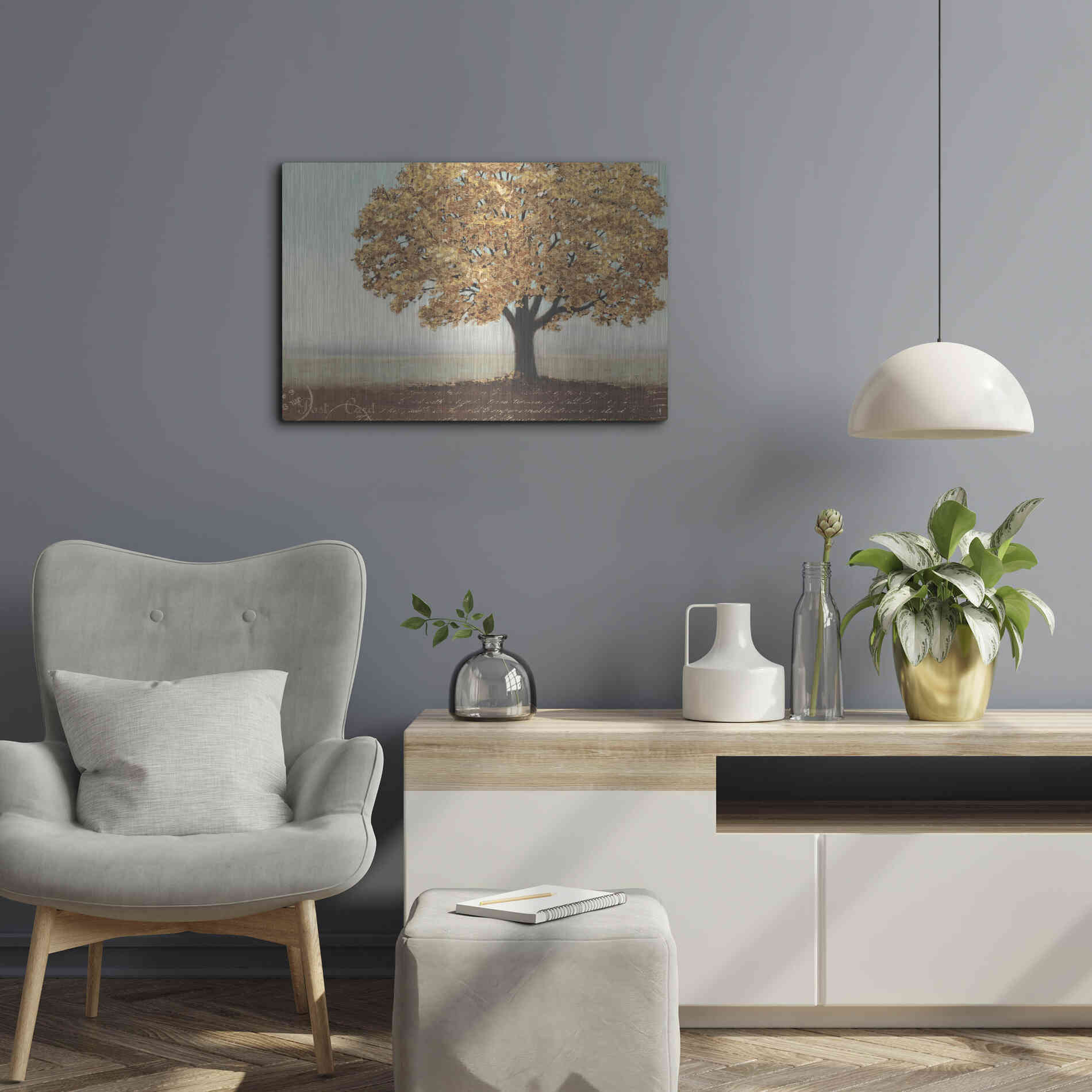 Luxe Metal Art 'Gold Reflections I' by James Wiens, Metal Wall Art,24x16