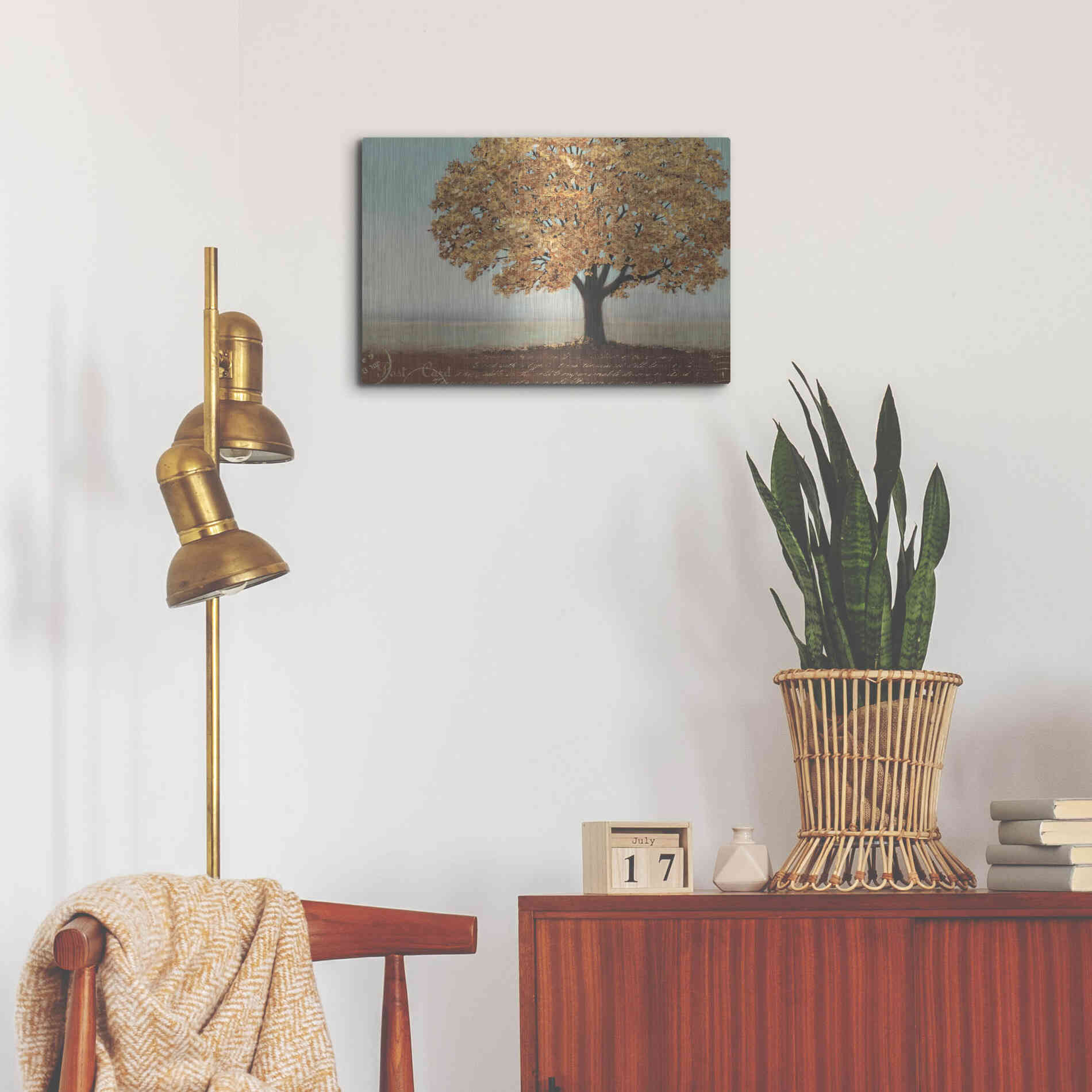 Luxe Metal Art 'Gold Reflections I' by James Wiens, Metal Wall Art,24x16