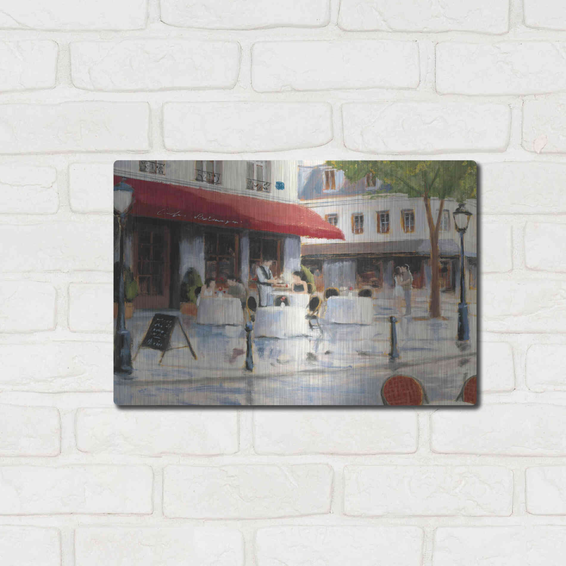 Luxe Metal Art 'Relaxing at the Cafe I' by James Wiens, Metal Wall Art,16x12