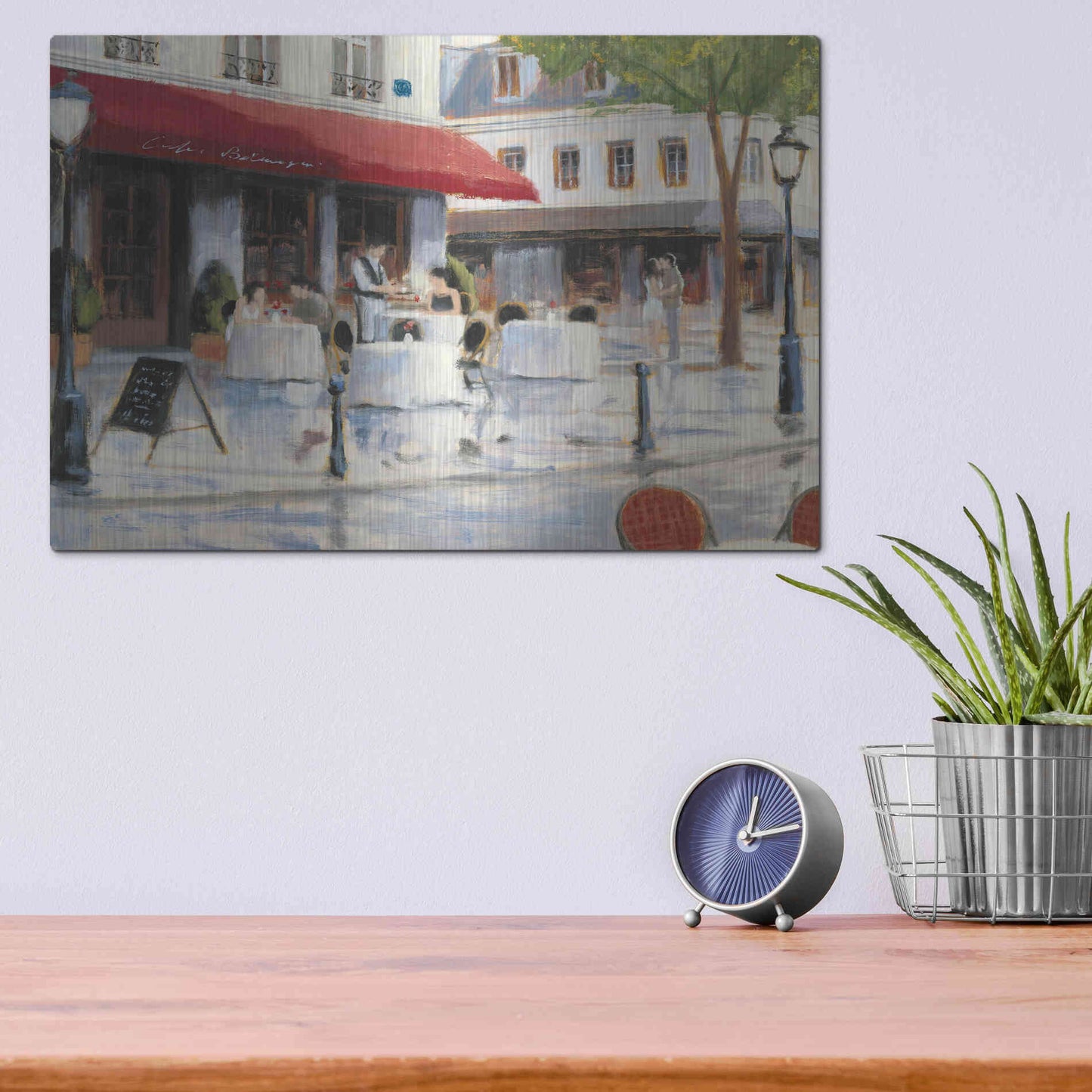 Luxe Metal Art 'Relaxing at the Cafe I' by James Wiens, Metal Wall Art,16x12