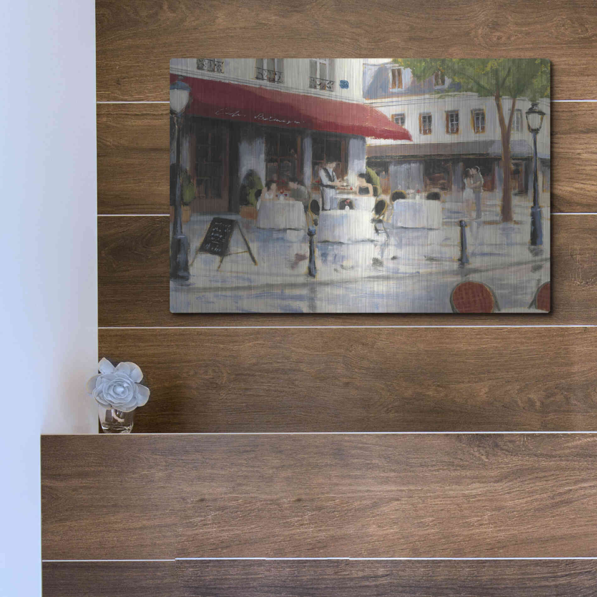 Luxe Metal Art 'Relaxing at the Cafe I' by James Wiens, Metal Wall Art,16x12
