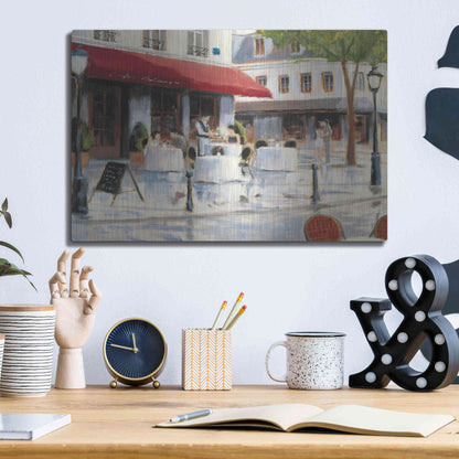 Luxe Metal Art 'Relaxing at the Cafe I' by James Wiens, Metal Wall Art,16x12