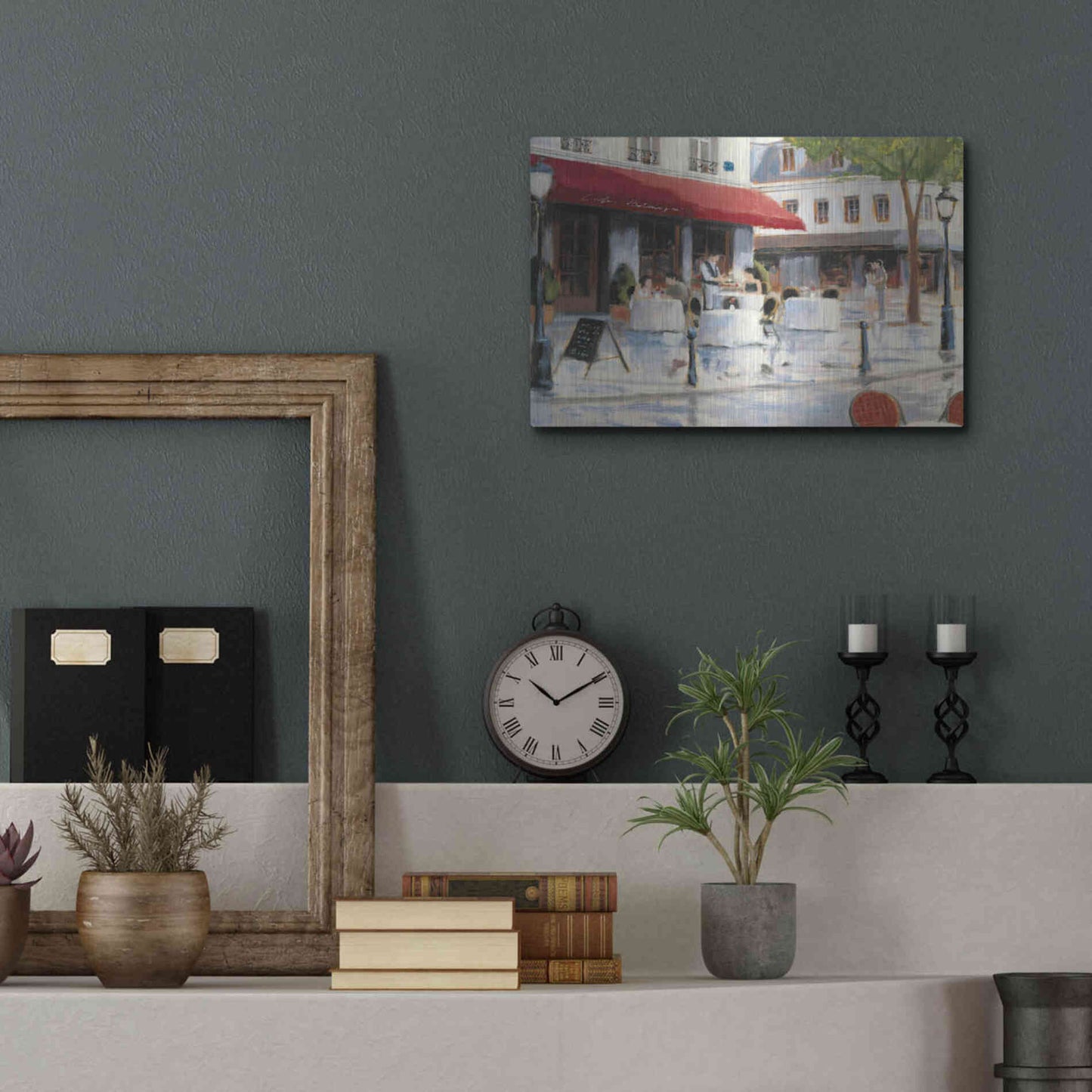Luxe Metal Art 'Relaxing at the Cafe I' by James Wiens, Metal Wall Art,16x12
