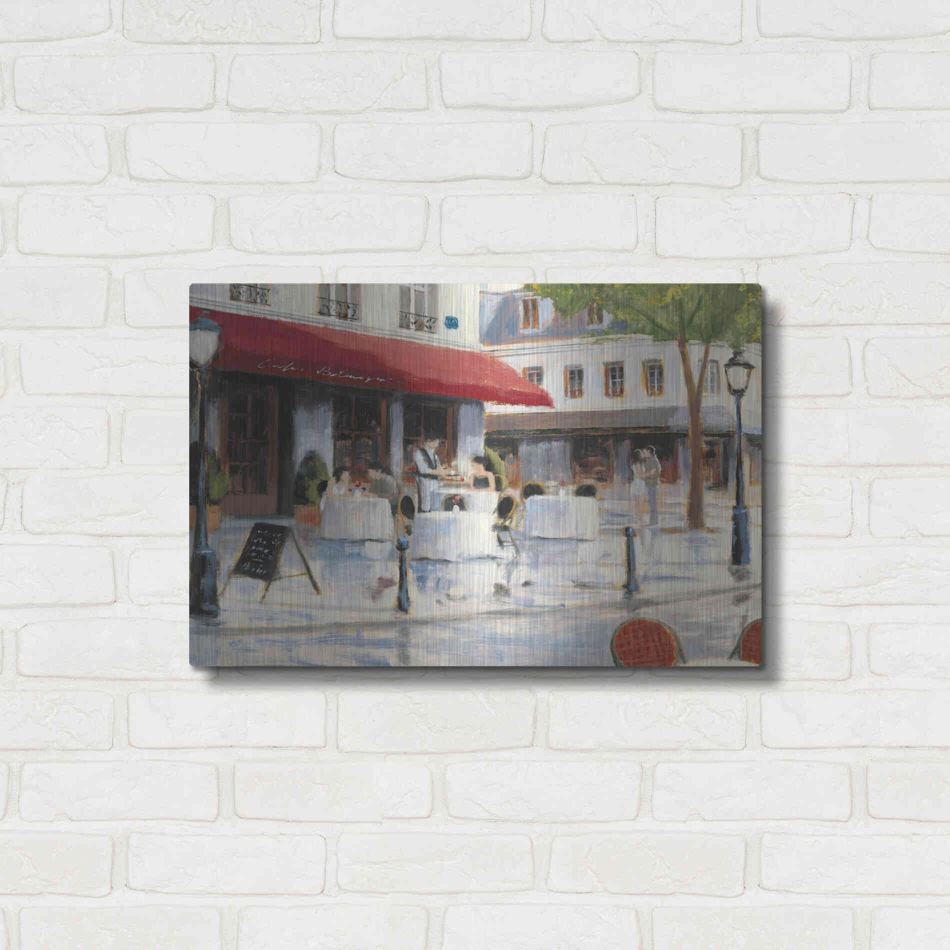 Luxe Metal Art 'Relaxing at the Cafe I' by James Wiens, Metal Wall Art,24x16