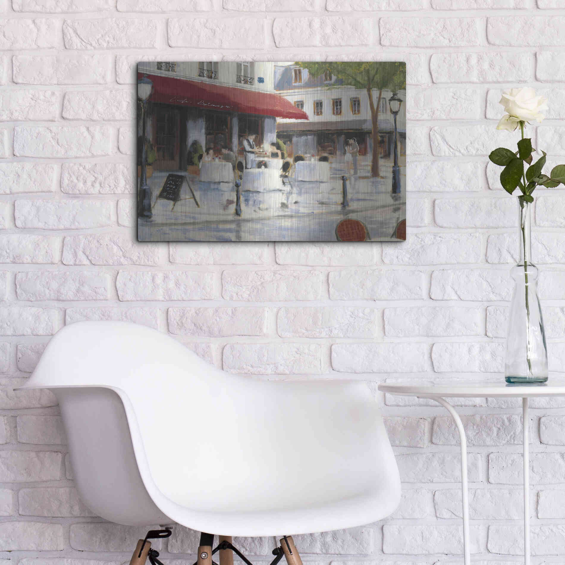 Luxe Metal Art 'Relaxing at the Cafe I' by James Wiens, Metal Wall Art,24x16