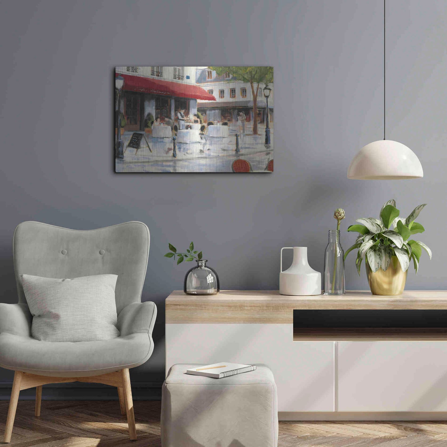Luxe Metal Art 'Relaxing at the Cafe I' by James Wiens, Metal Wall Art,24x16
