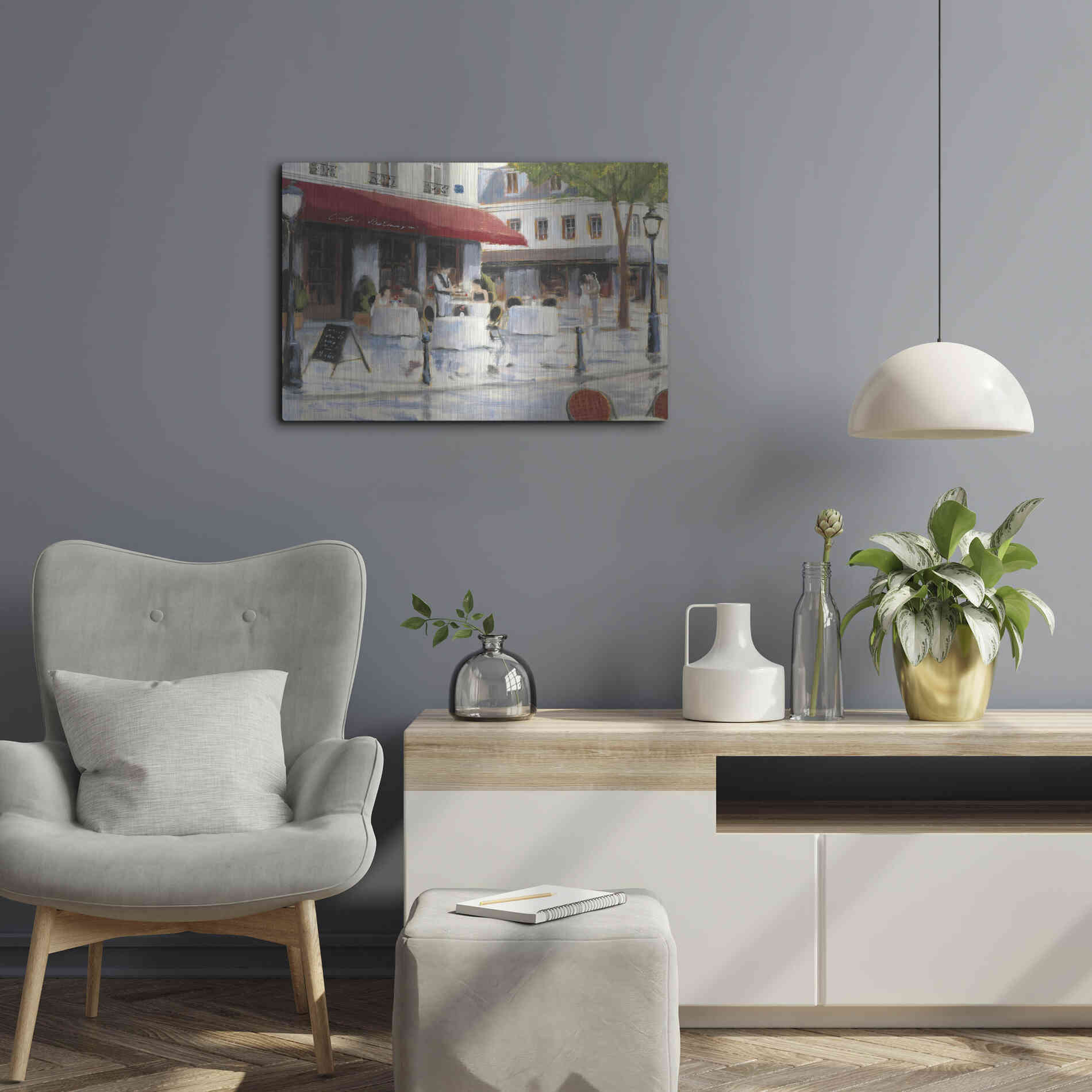 Luxe Metal Art 'Relaxing at the Cafe I' by James Wiens, Metal Wall Art,24x16