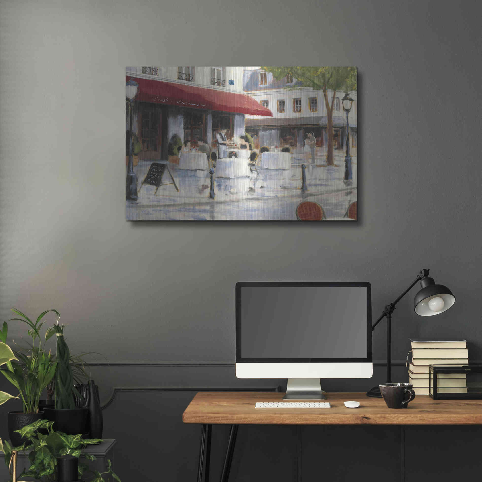 Luxe Metal Art 'Relaxing at the Cafe I' by James Wiens, Metal Wall Art,36x24