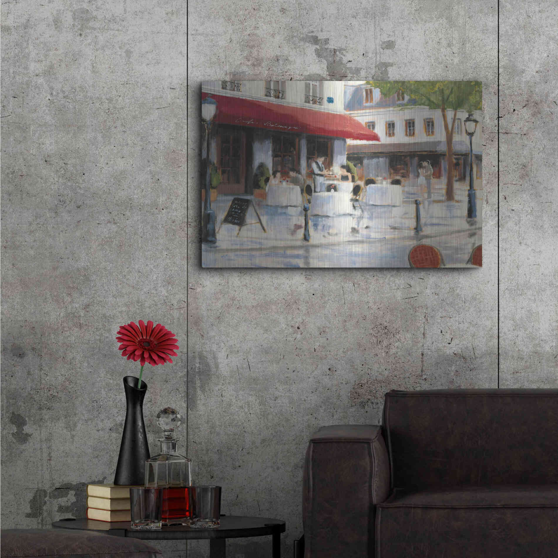 Luxe Metal Art 'Relaxing at the Cafe I' by James Wiens, Metal Wall Art,36x24