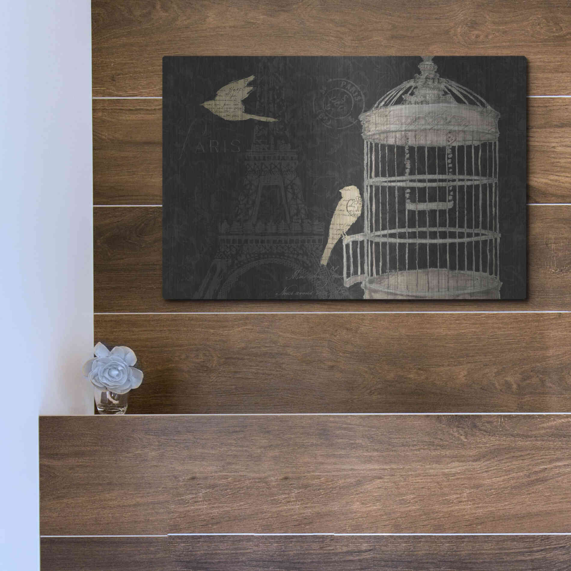 Luxe Metal Art 'Via Paris I' by James Wiens, Metal Wall Art,16x12