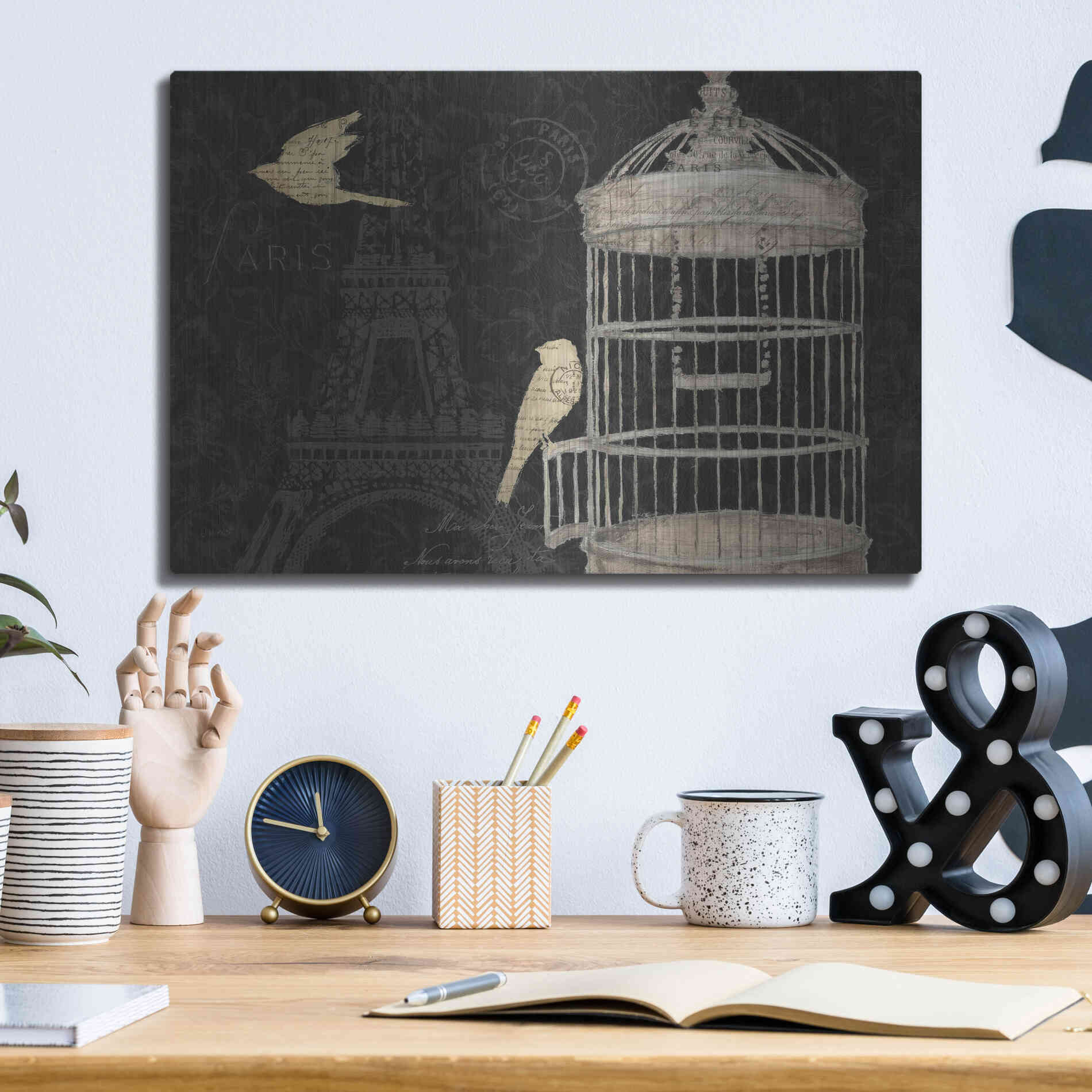 Luxe Metal Art 'Via Paris I' by James Wiens, Metal Wall Art,16x12