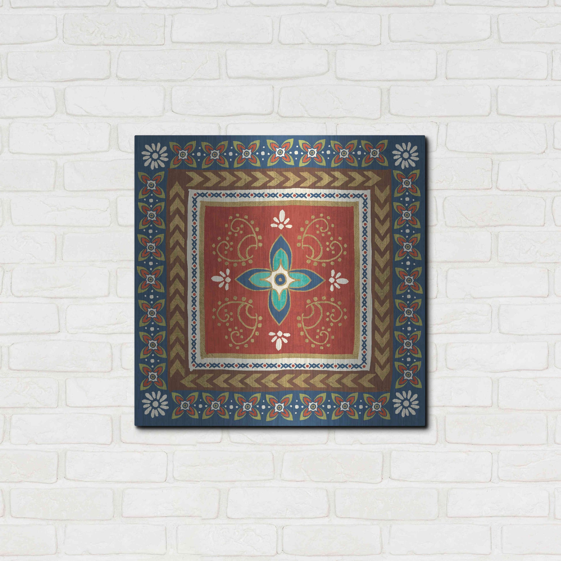 Luxe Metal Art 'Mexican Fiesta II' by Veronique Charron, Metal Wall Art,24x24