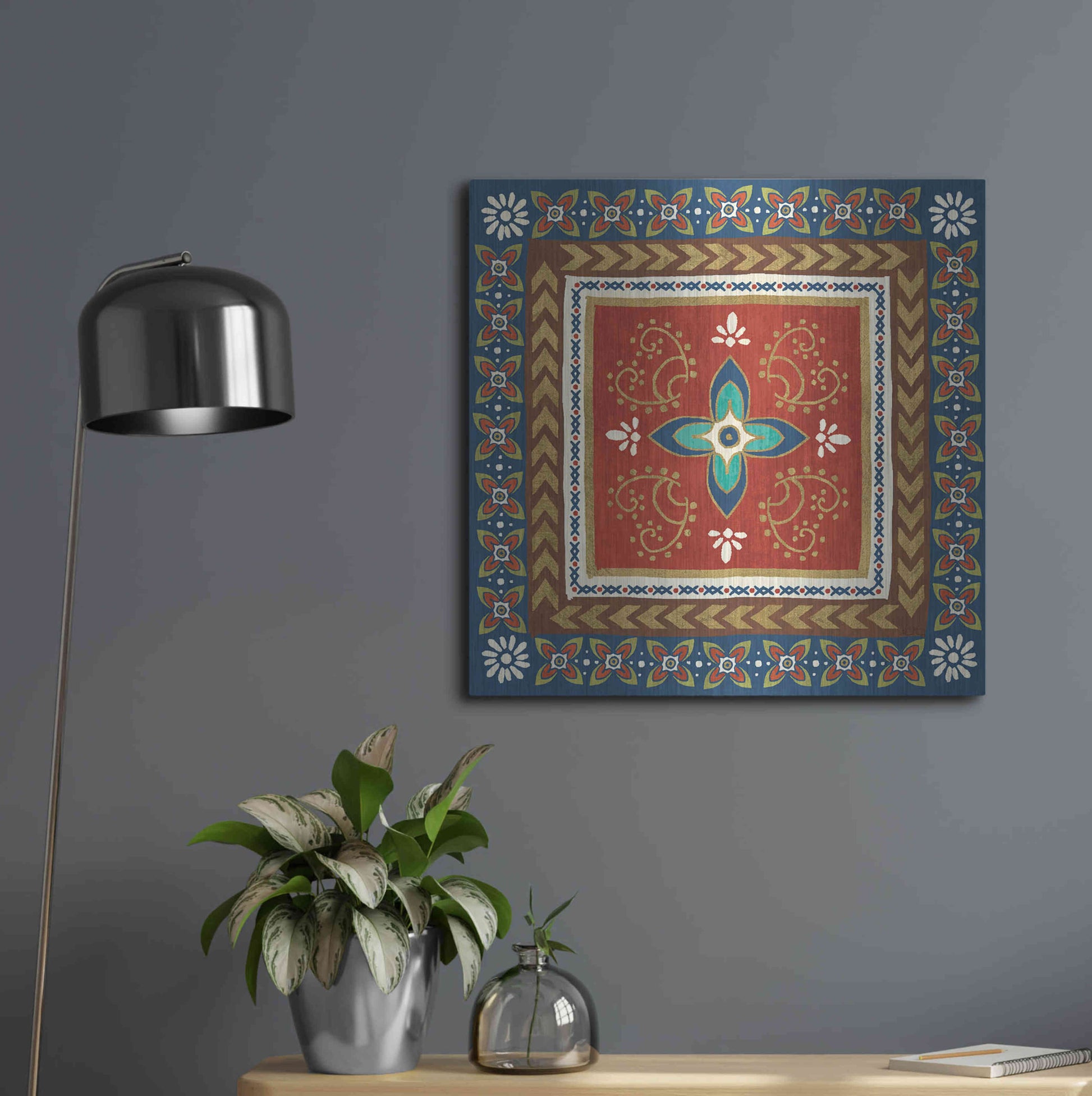 Luxe Metal Art 'Mexican Fiesta II' by Veronique Charron, Metal Wall Art,24x24