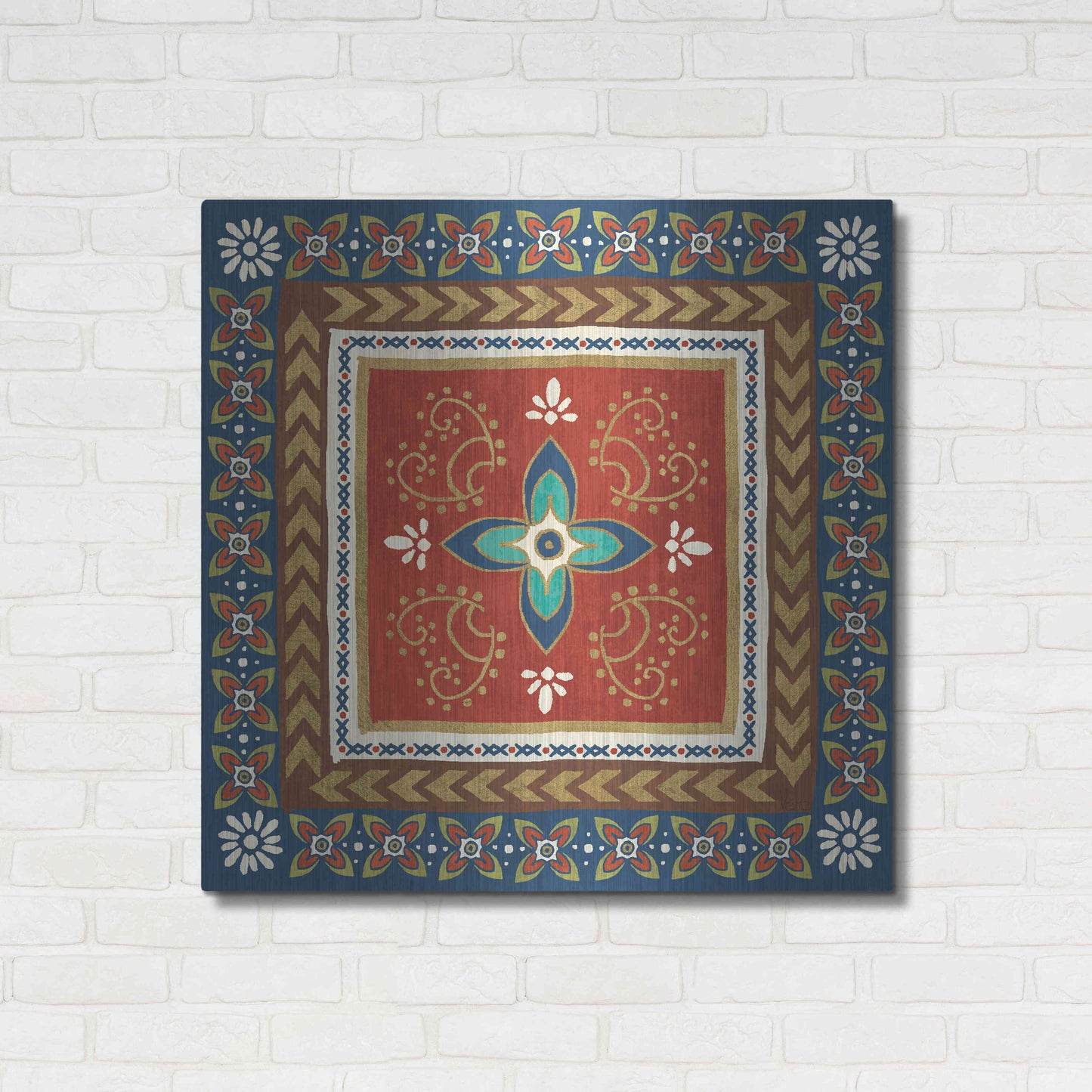 Luxe Metal Art 'Mexican Fiesta II' by Veronique Charron, Metal Wall Art,36x36