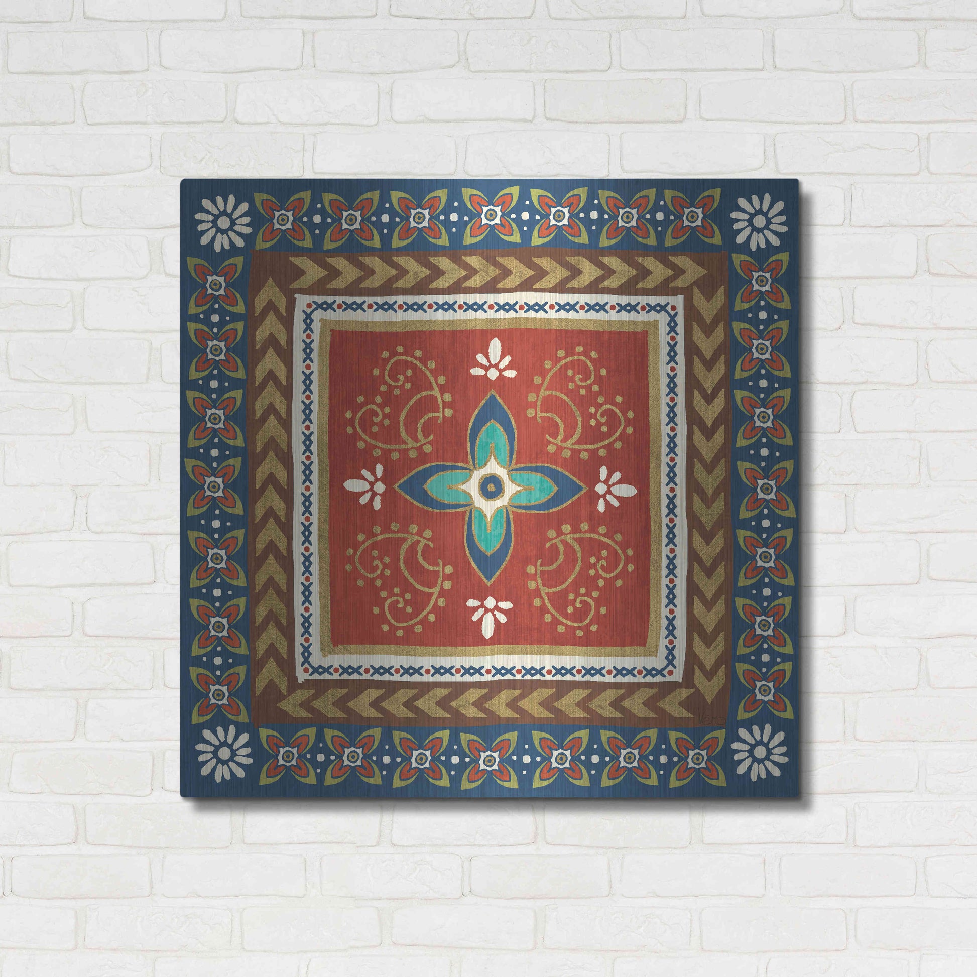 Luxe Metal Art 'Mexican Fiesta II' by Veronique Charron, Metal Wall Art,36x36