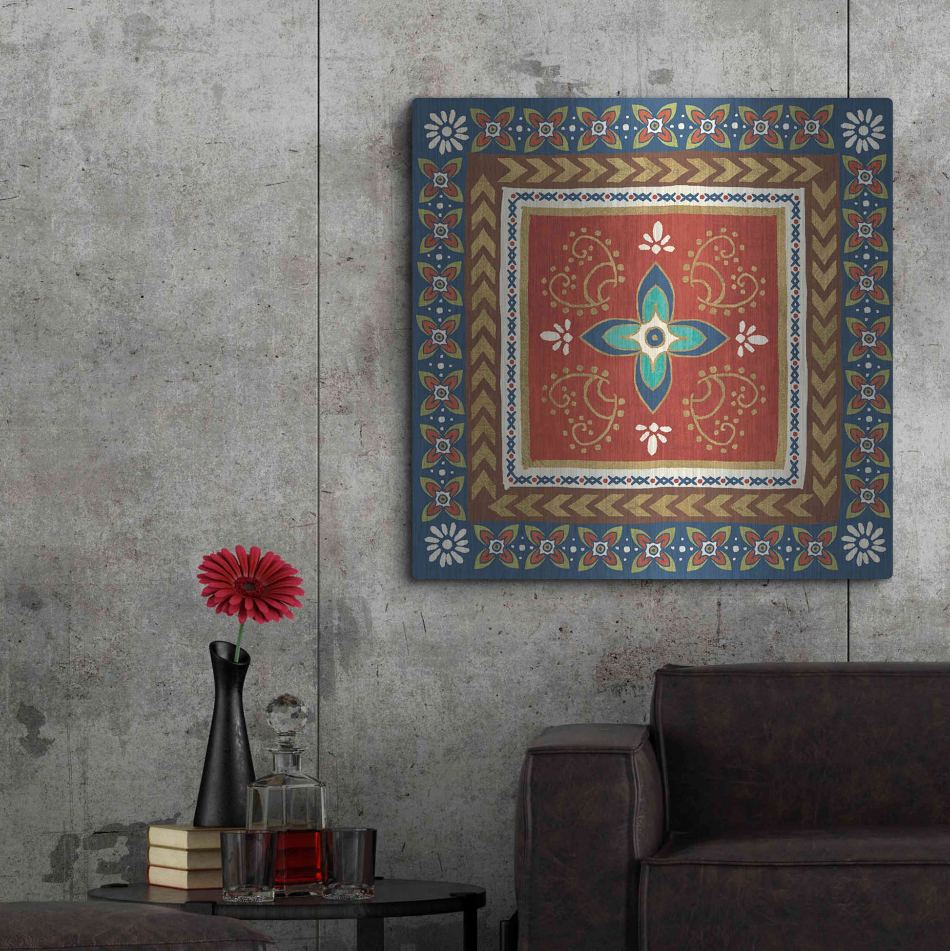 Luxe Metal Art 'Mexican Fiesta II' by Veronique Charron, Metal Wall Art,36x36