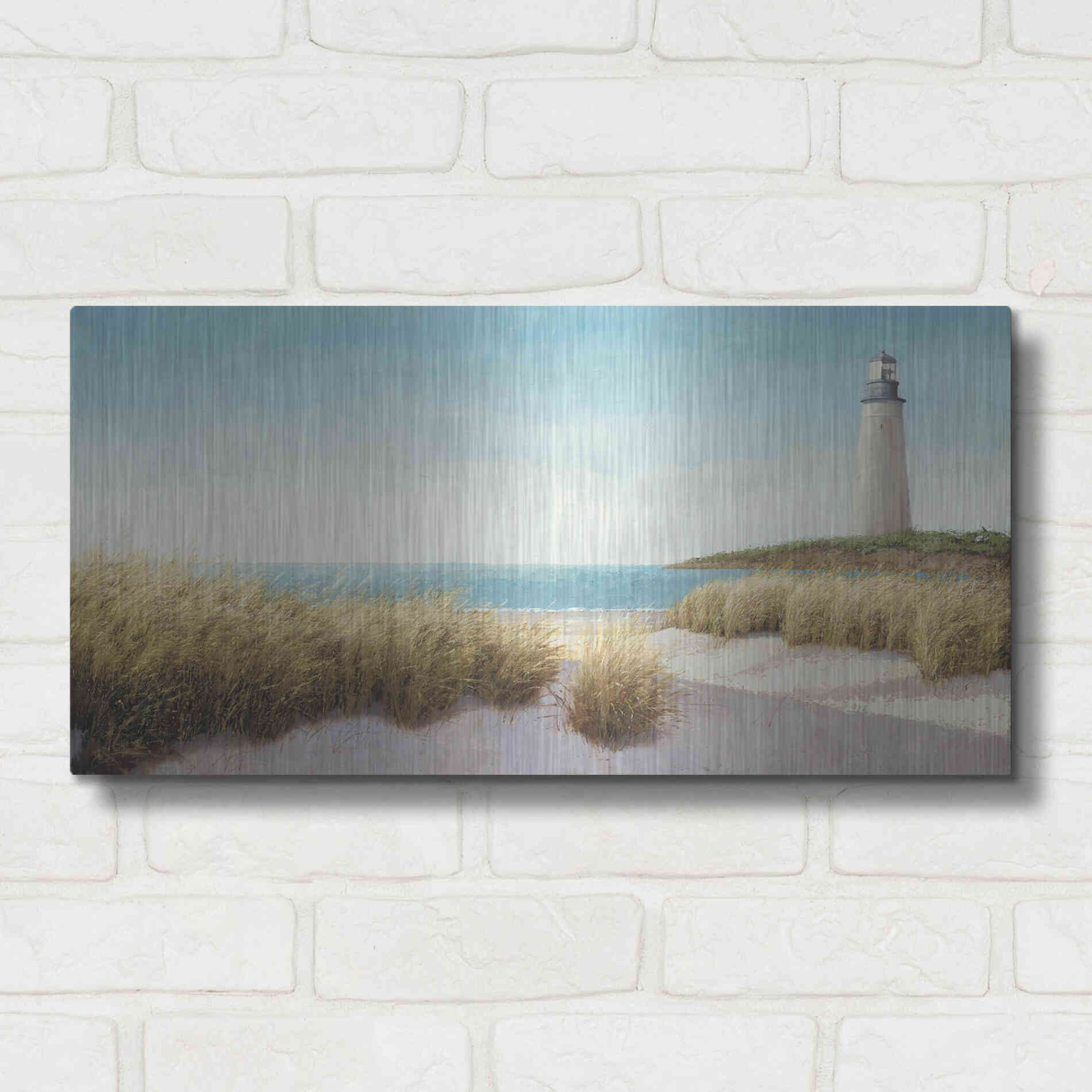 Luxe Metal Art 'Lighthouse' by the Sea' by James Wiens, Metal Wall Art,24x12