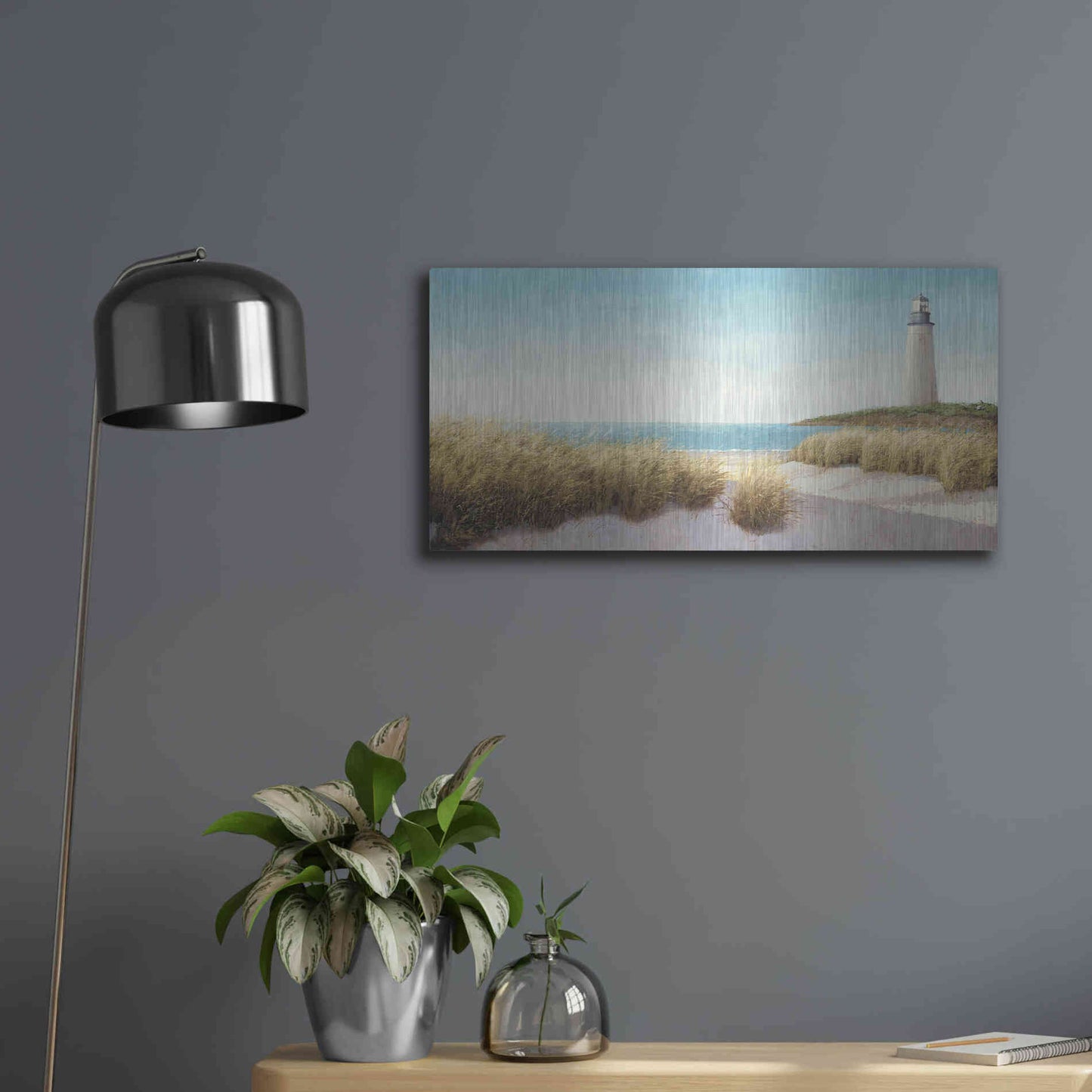 Luxe Metal Art 'Lighthouse' by the Sea' by James Wiens, Metal Wall Art,24x12