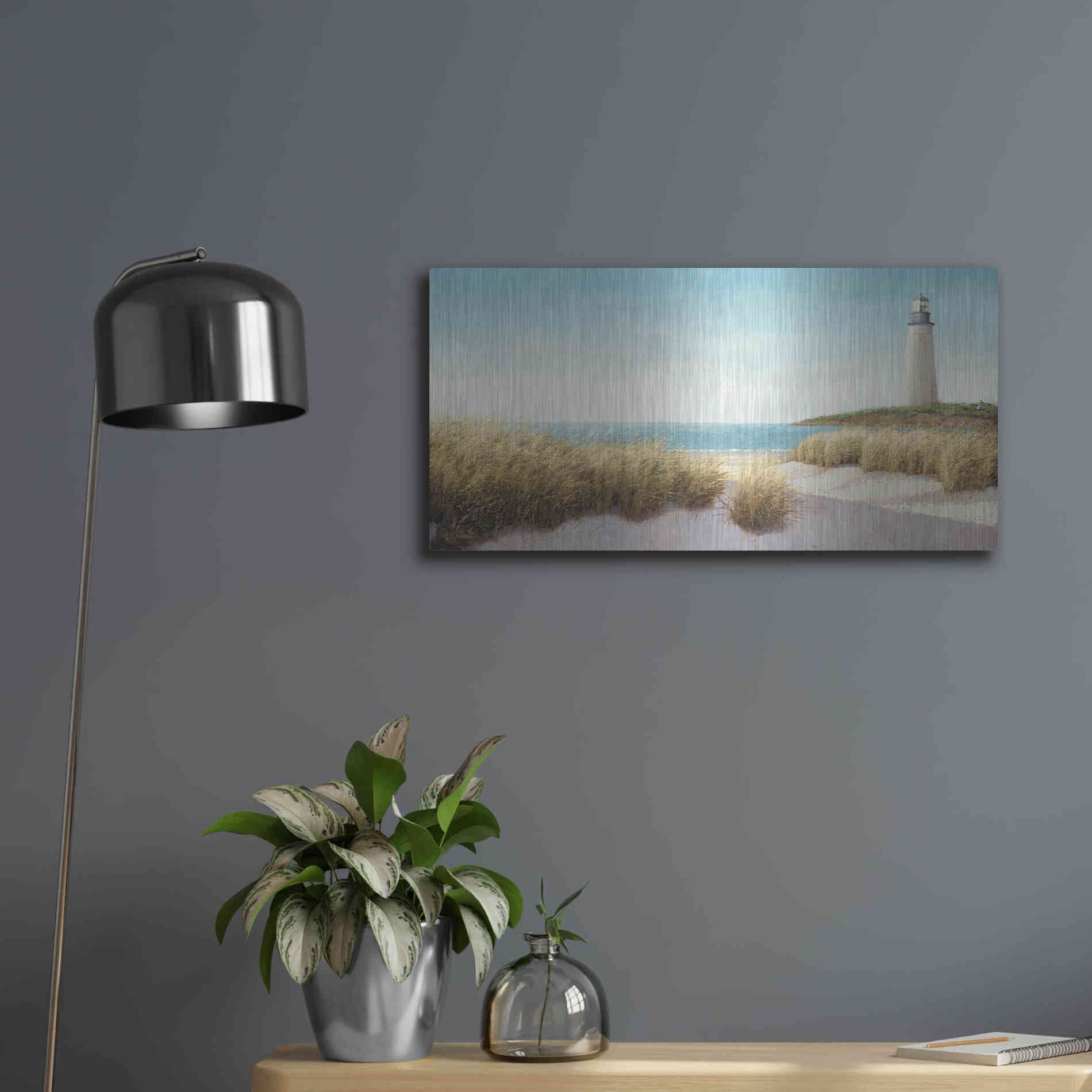 Luxe Metal Art 'Lighthouse' by the Sea' by James Wiens, Metal Wall Art,24x12