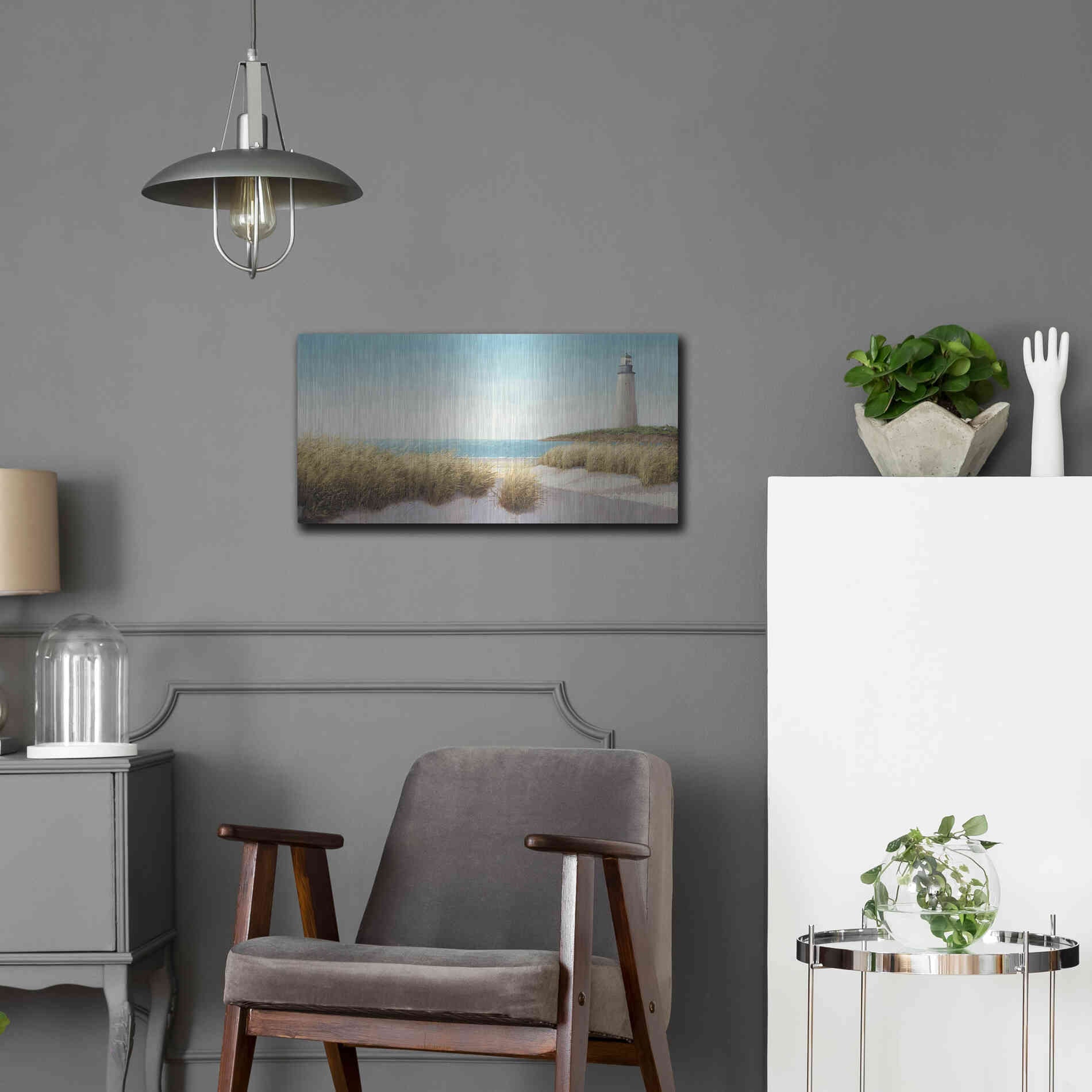 Luxe Metal Art 'Lighthouse' by the Sea' by James Wiens, Metal Wall Art,24x12