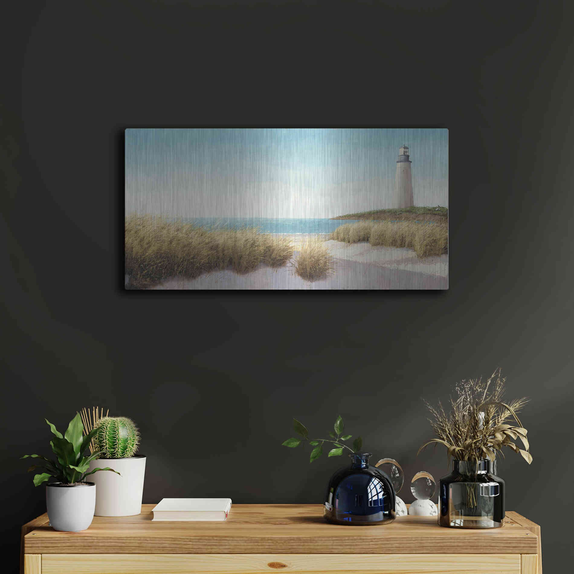 Luxe Metal Art 'Lighthouse' by the Sea' by James Wiens, Metal Wall Art,24x12