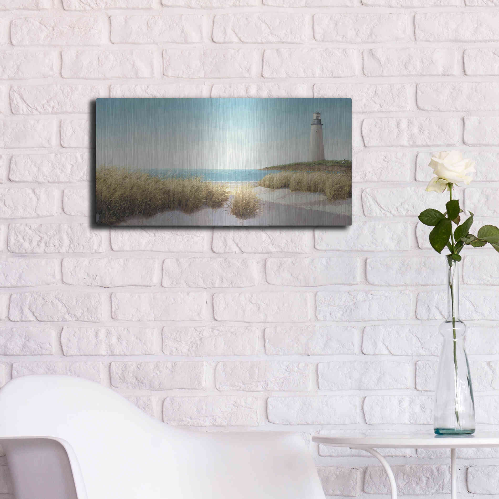 Luxe Metal Art 'Lighthouse' by the Sea' by James Wiens, Metal Wall Art,24x12