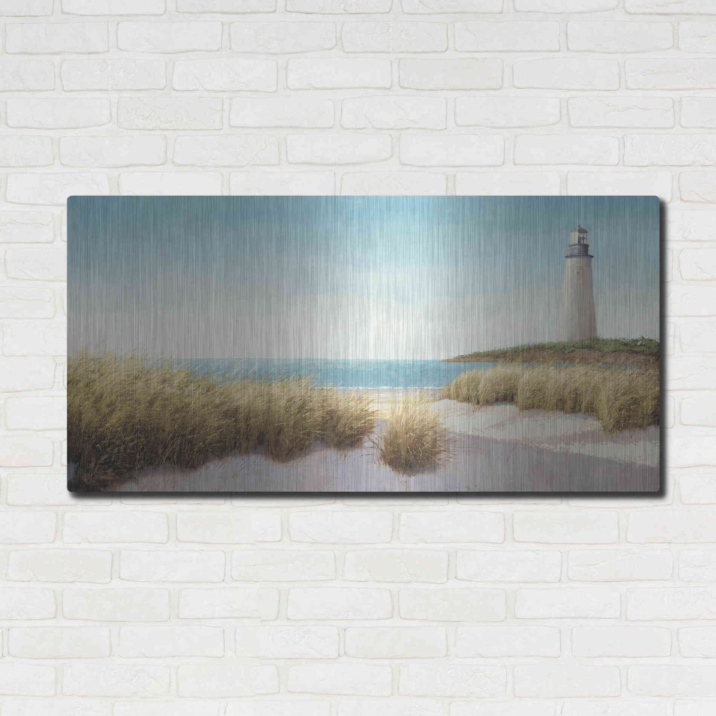 Luxe Metal Art 'Lighthouse' by the Sea' by James Wiens, Metal Wall Art,48x24