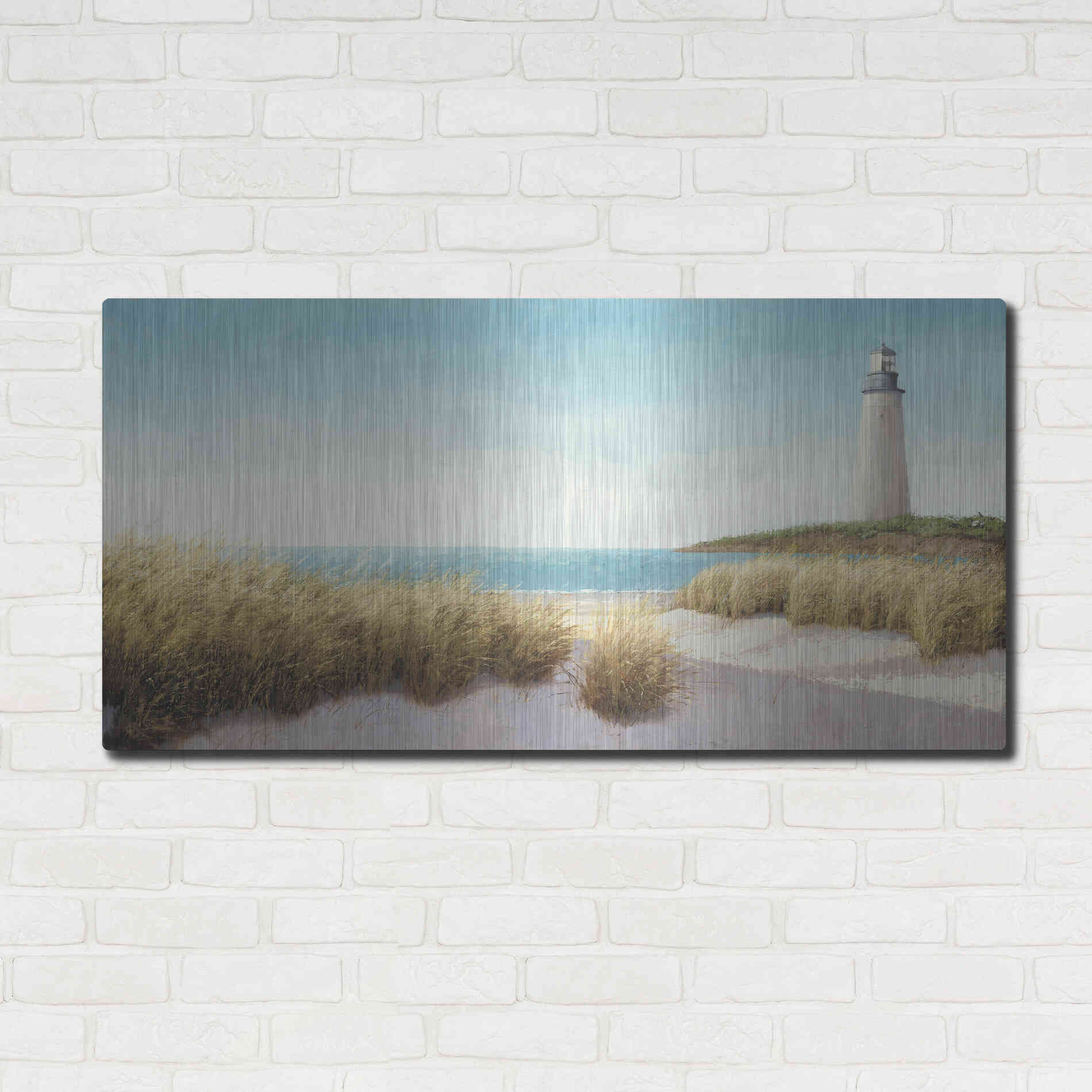 Luxe Metal Art 'Lighthouse' by the Sea' by James Wiens, Metal Wall Art,48x24