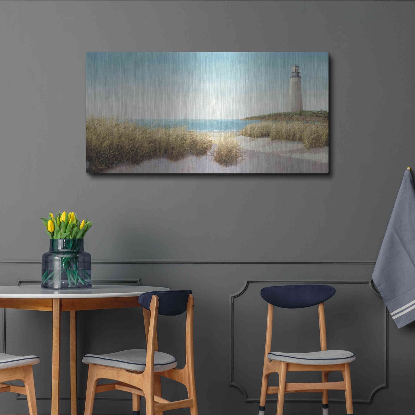 Luxe Metal Art 'Lighthouse' by the Sea' by James Wiens, Metal Wall Art,48x24