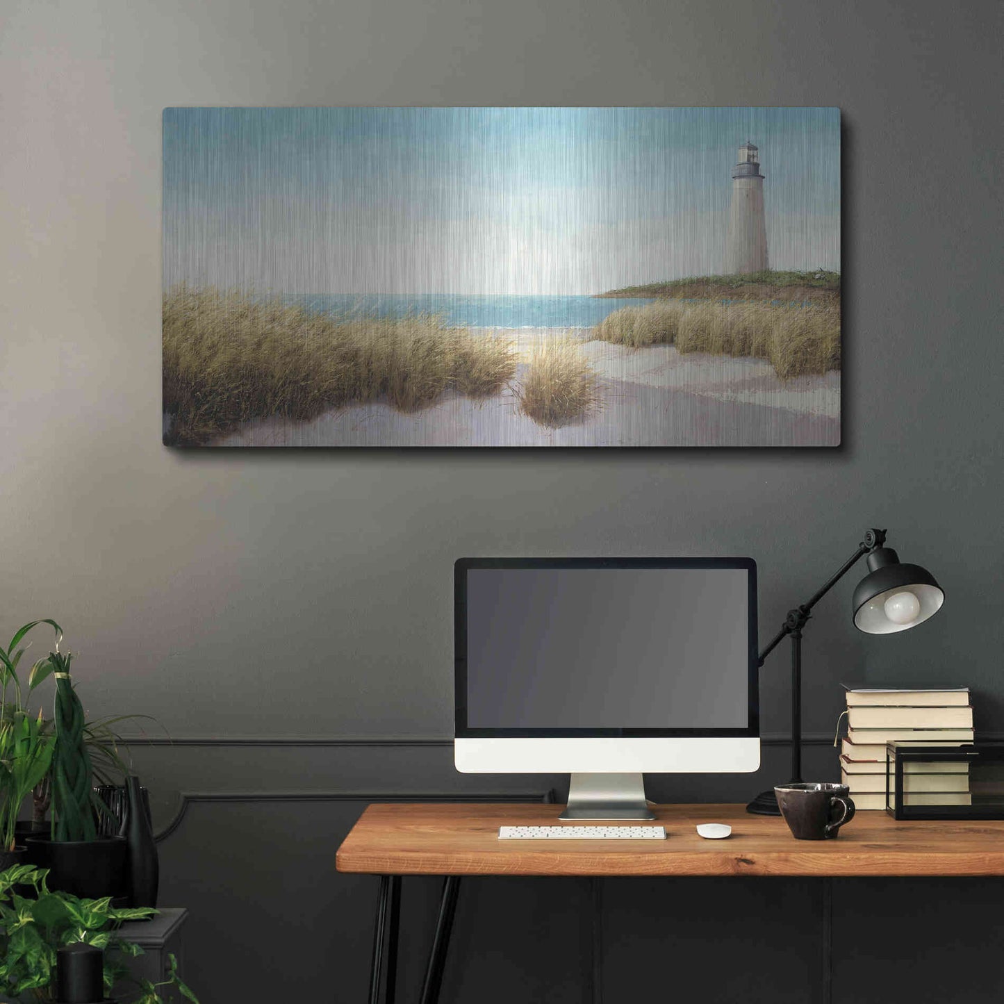 Luxe Metal Art 'Lighthouse' by the Sea' by James Wiens, Metal Wall Art,48x24