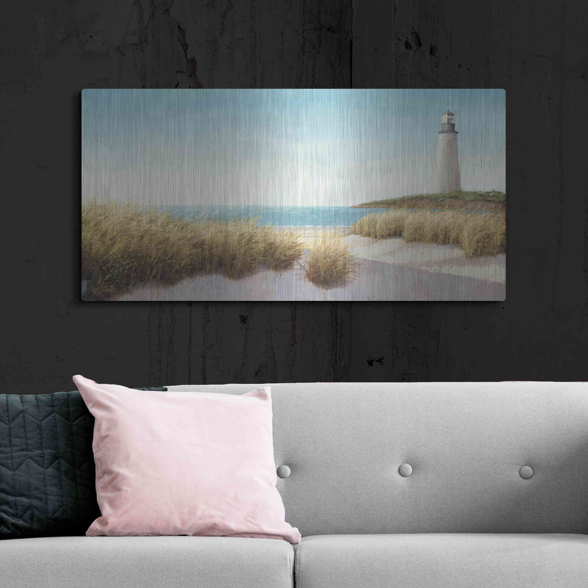 Luxe Metal Art 'Lighthouse' by the Sea' by James Wiens, Metal Wall Art,48x24