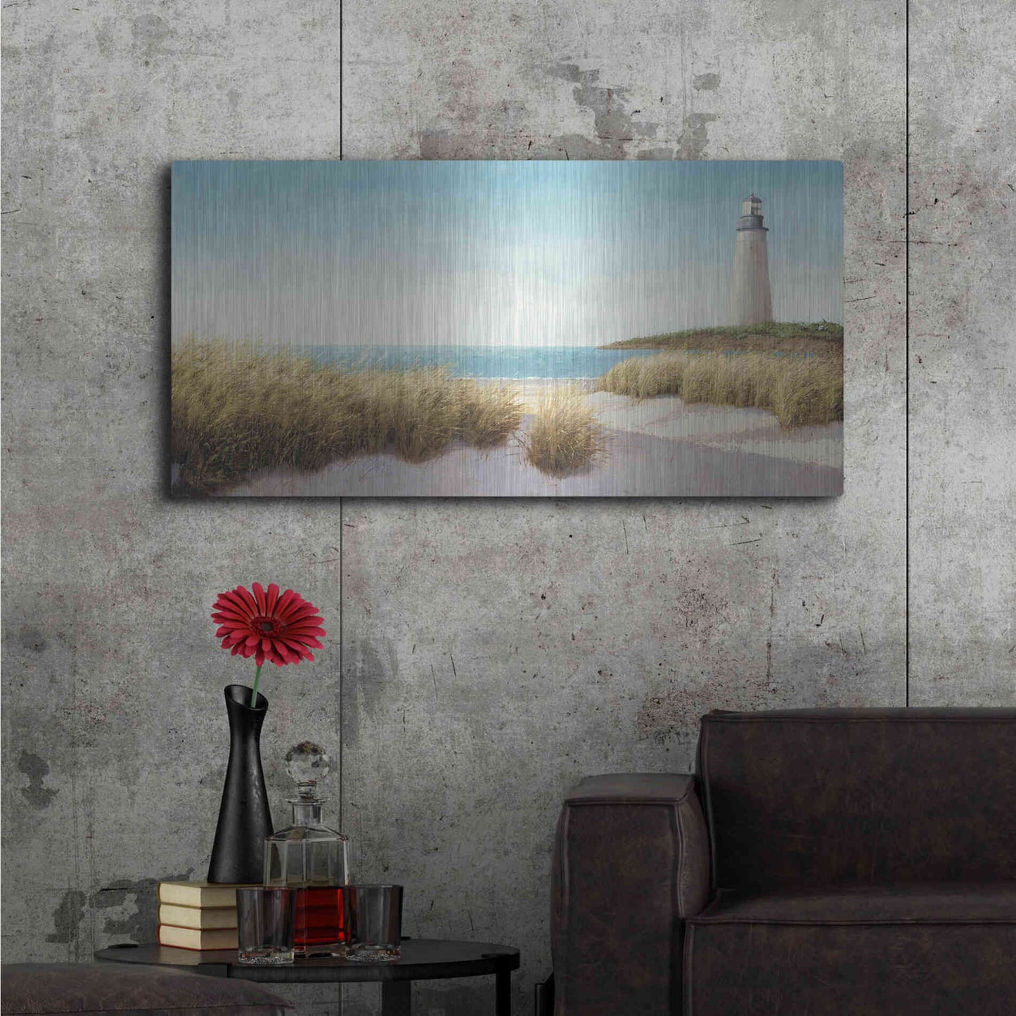 Luxe Metal Art 'Lighthouse' by the Sea' by James Wiens, Metal Wall Art,48x24