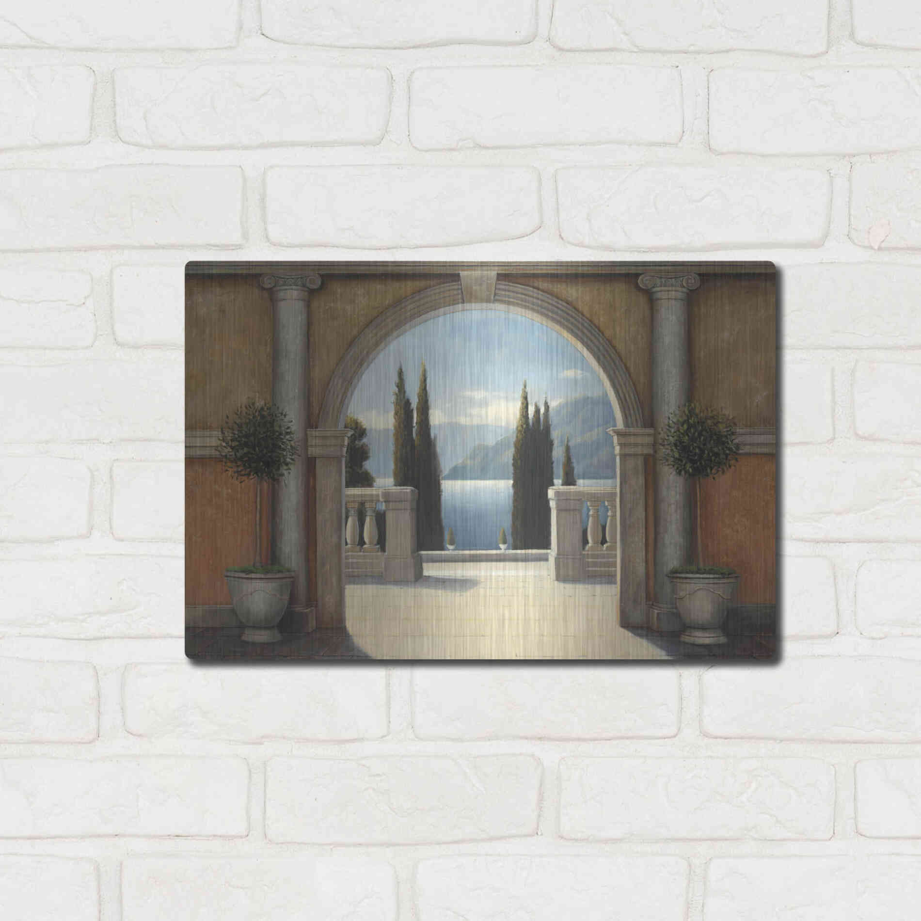 Luxe Metal Art 'Italian Balcony' by James Wiens, Metal Wall Art,16x12