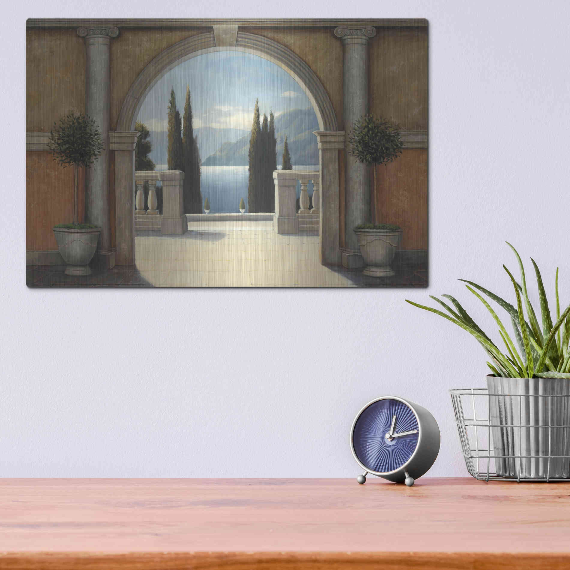 Luxe Metal Art 'Italian Balcony' by James Wiens, Metal Wall Art,16x12