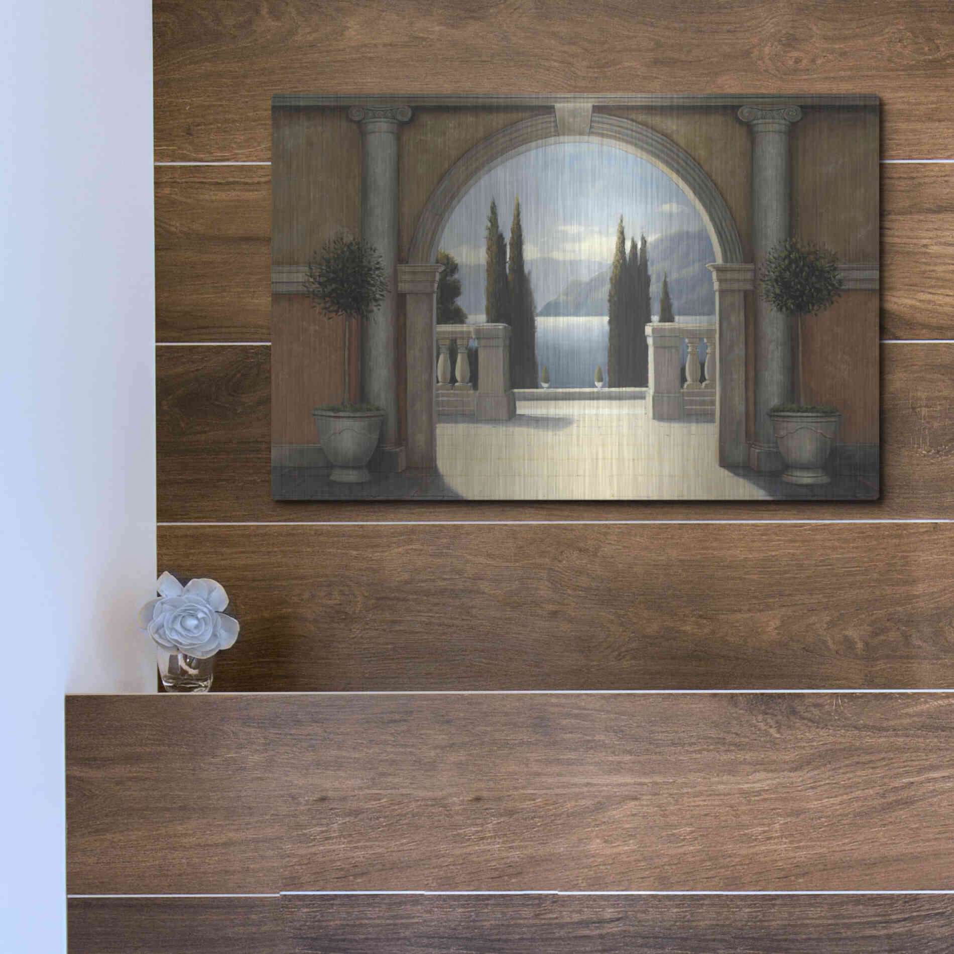 Luxe Metal Art 'Italian Balcony' by James Wiens, Metal Wall Art,16x12