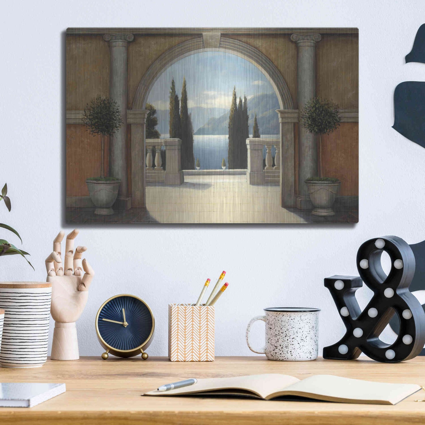 Luxe Metal Art 'Italian Balcony' by James Wiens, Metal Wall Art,16x12