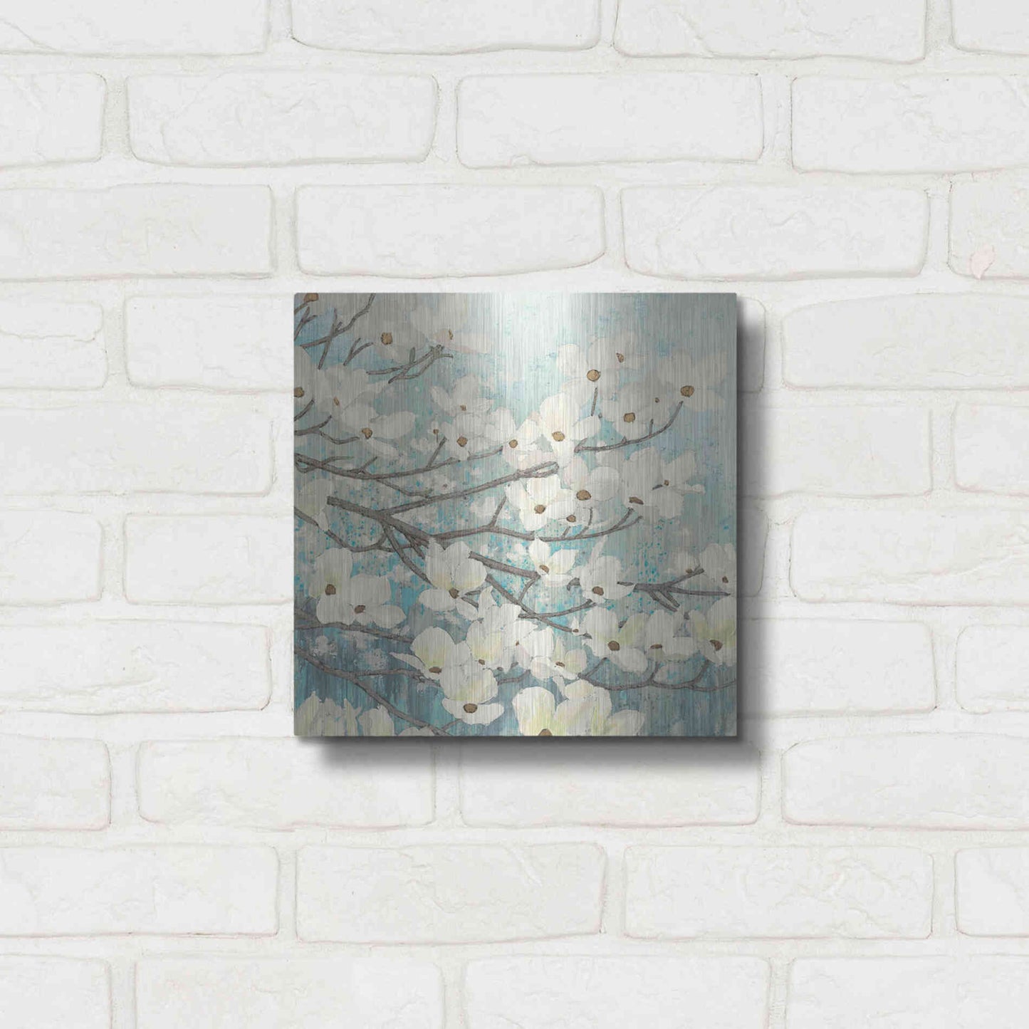 Luxe Metal Art 'Dogwood Blossoms' by James Wiens, Metal Wall Art,12x12