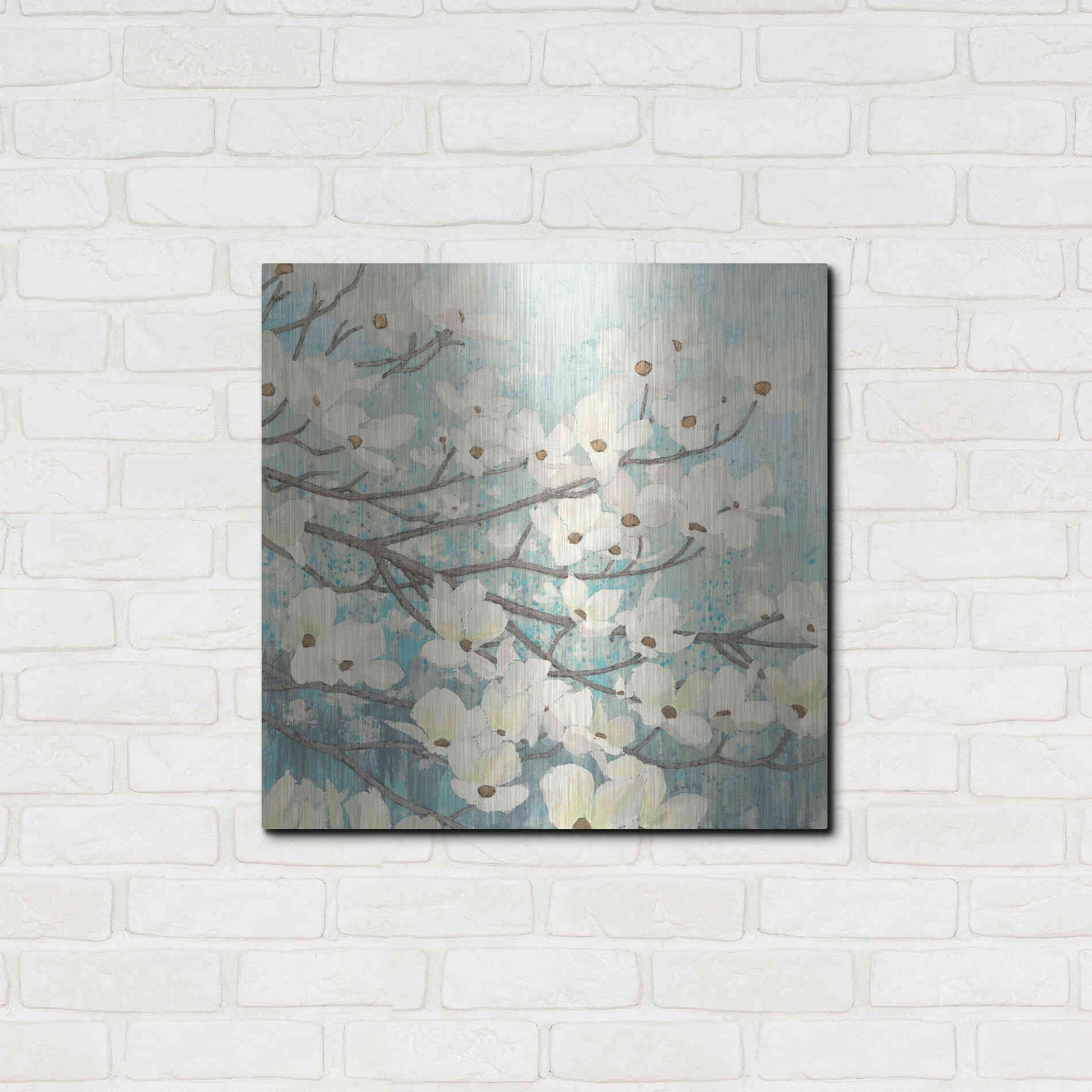 Luxe Metal Art 'Dogwood Blossoms' by James Wiens, Metal Wall Art,24x24