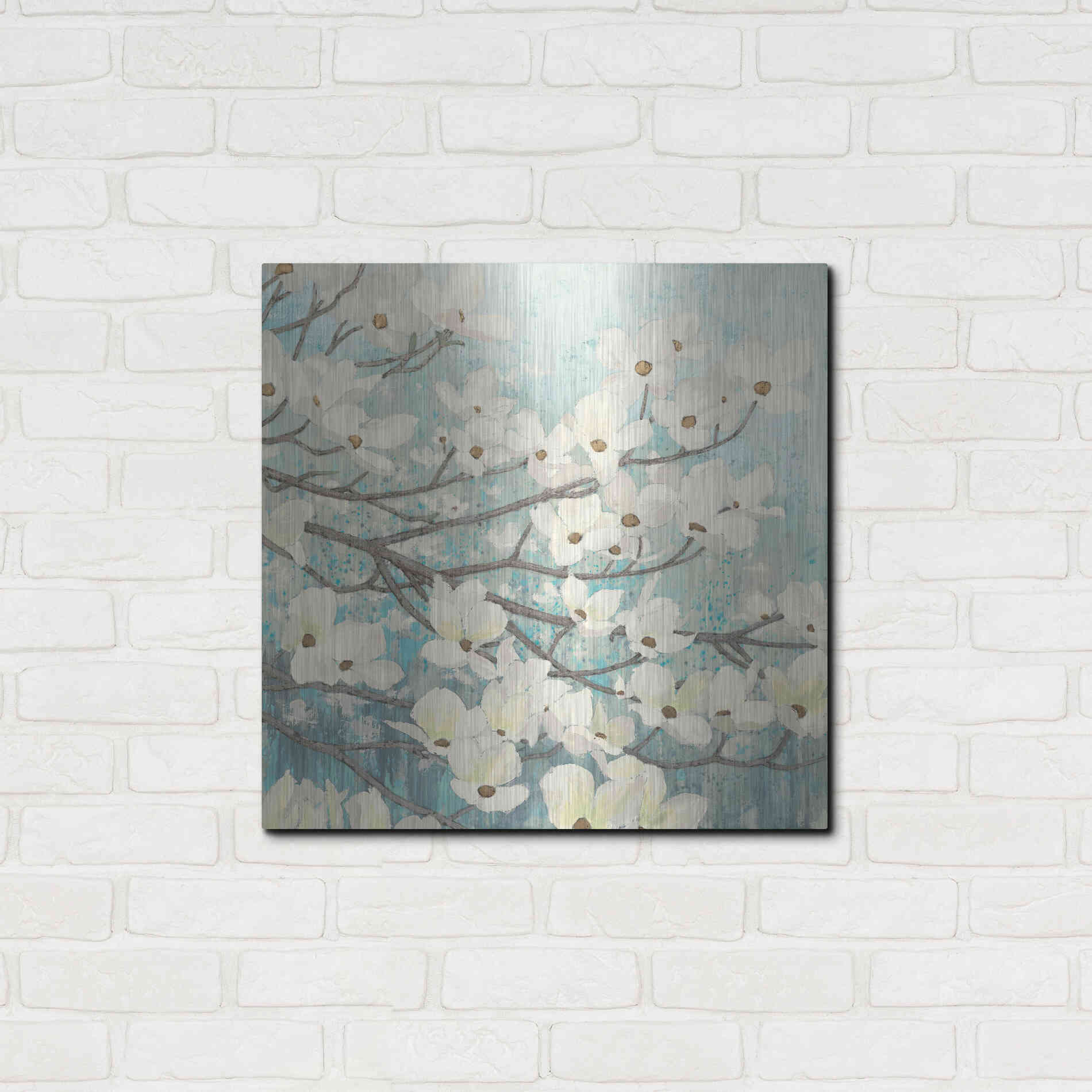 Luxe Metal Art 'Dogwood Blossoms' by James Wiens, Metal Wall Art,24x24