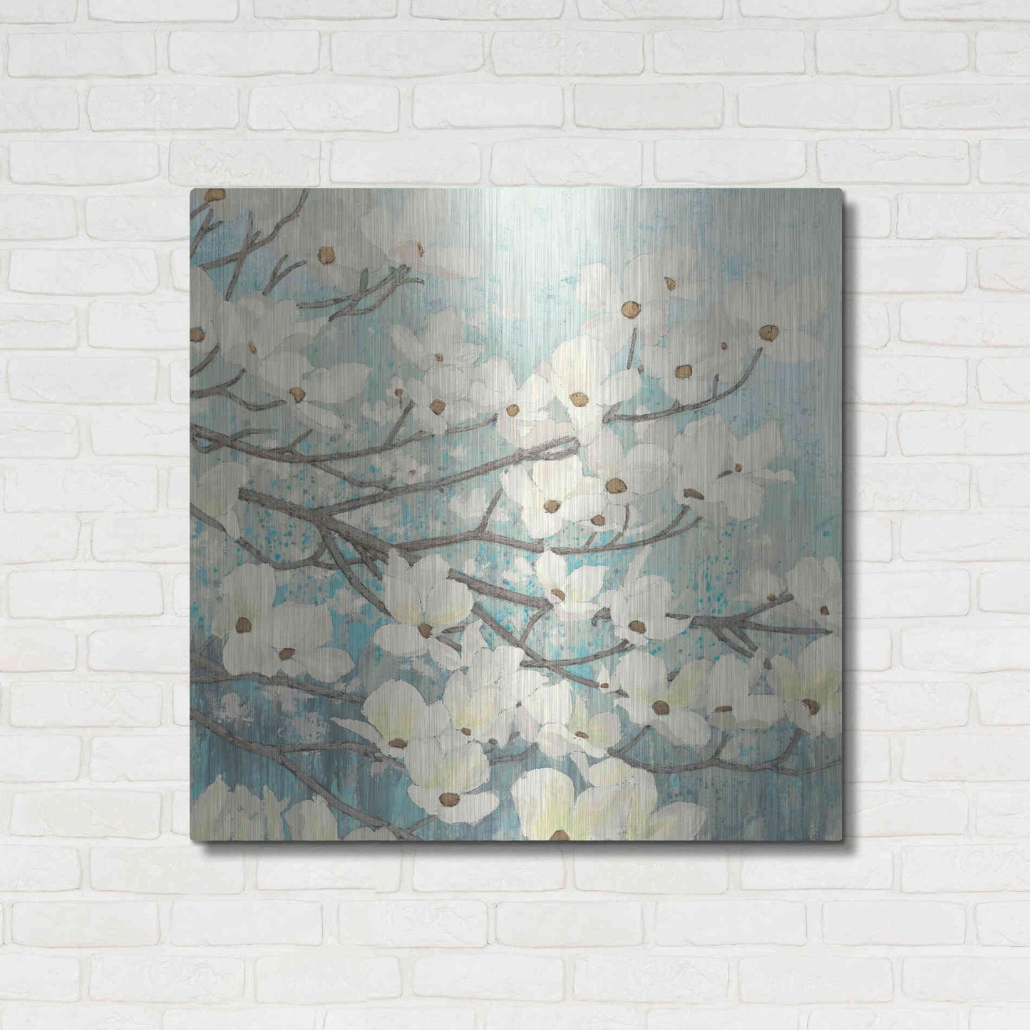 Luxe Metal Art 'Dogwood Blossoms' by James Wiens, Metal Wall Art,36x36