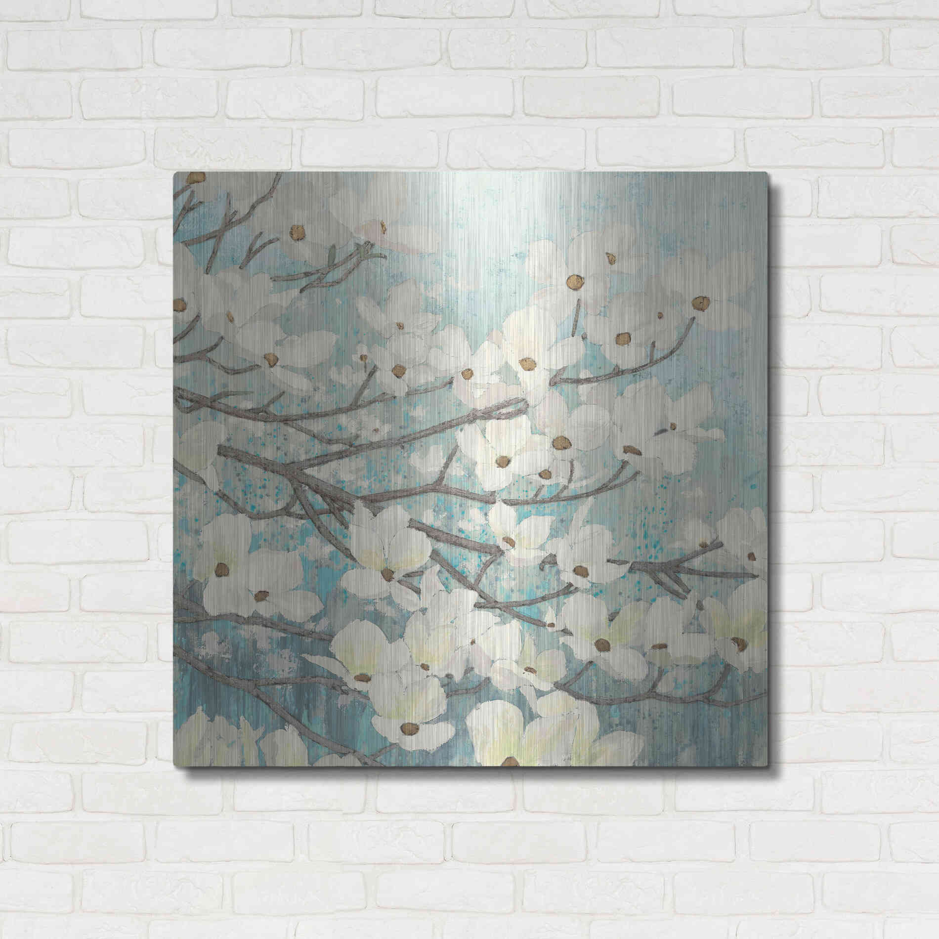 Luxe Metal Art 'Dogwood Blossoms' by James Wiens, Metal Wall Art,36x36