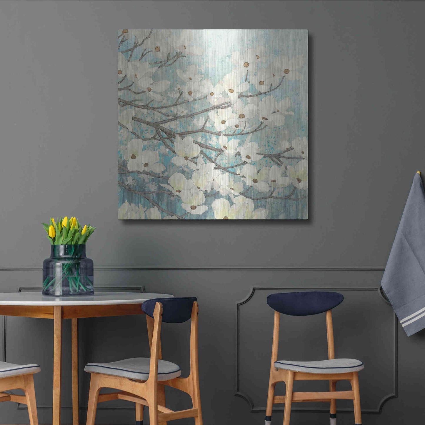 Luxe Metal Art 'Dogwood Blossoms' by James Wiens, Metal Wall Art,36x36