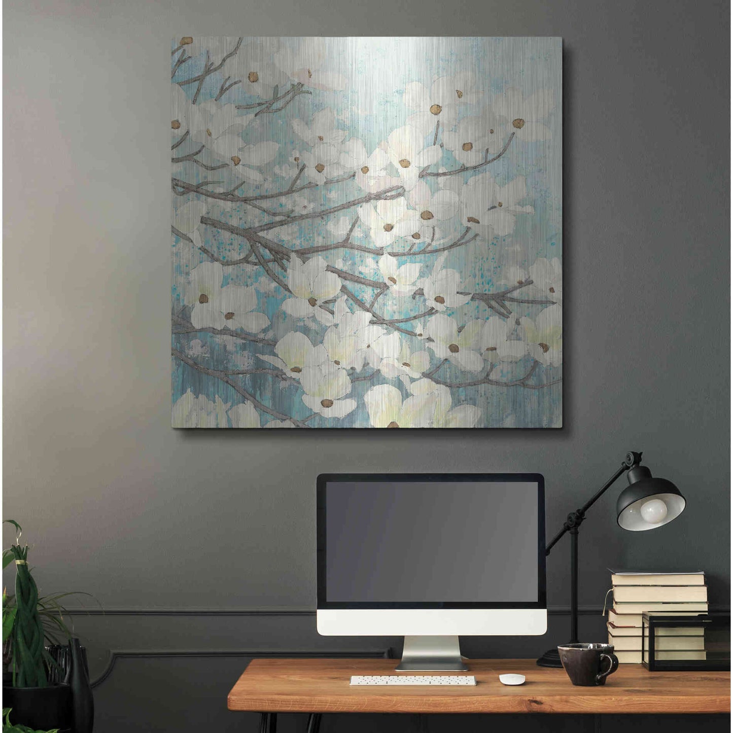 Luxe Metal Art 'Dogwood Blossoms' by James Wiens, Metal Wall Art,36x36