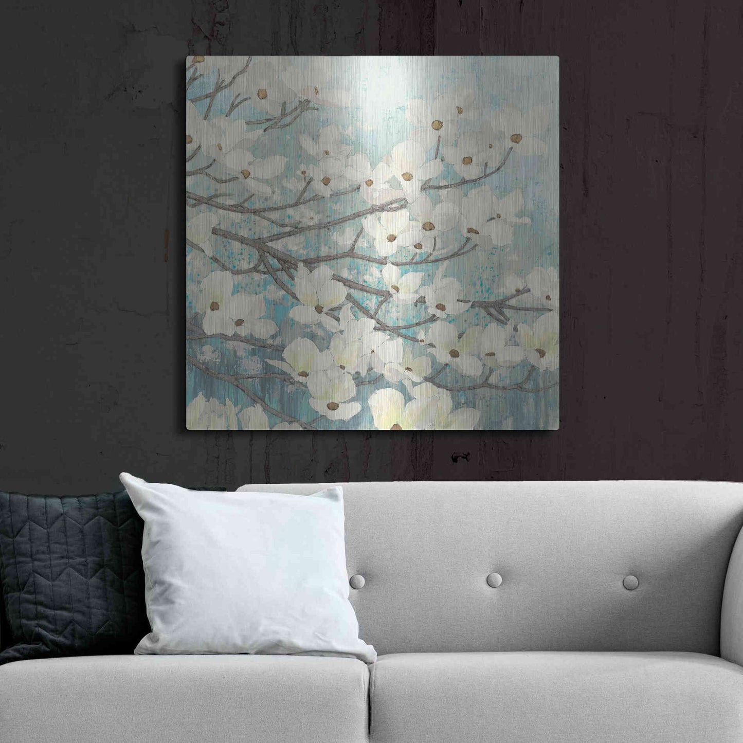 Luxe Metal Art 'Dogwood Blossoms' by James Wiens, Metal Wall Art,36x36