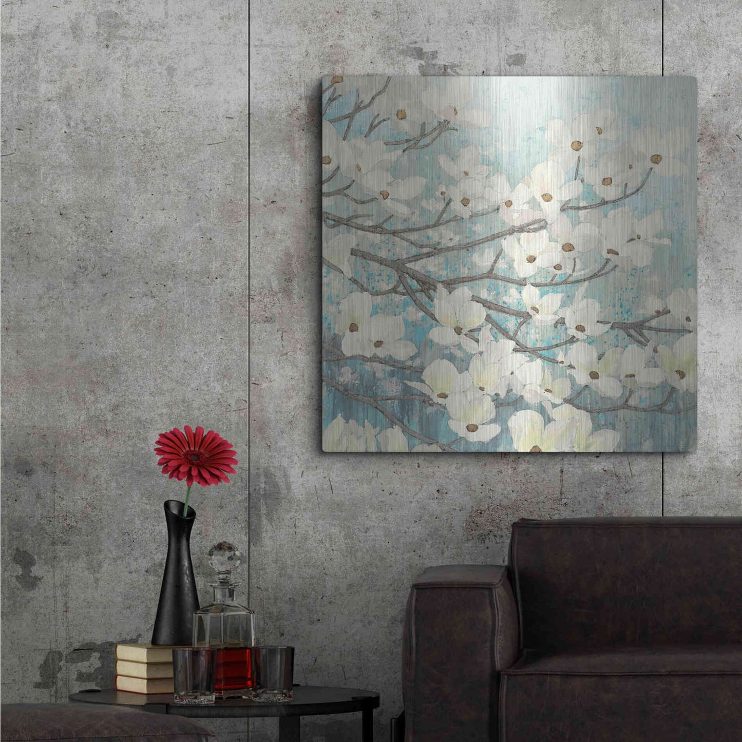 Luxe Metal Art 'Dogwood Blossoms' by James Wiens, Metal Wall Art,36x36